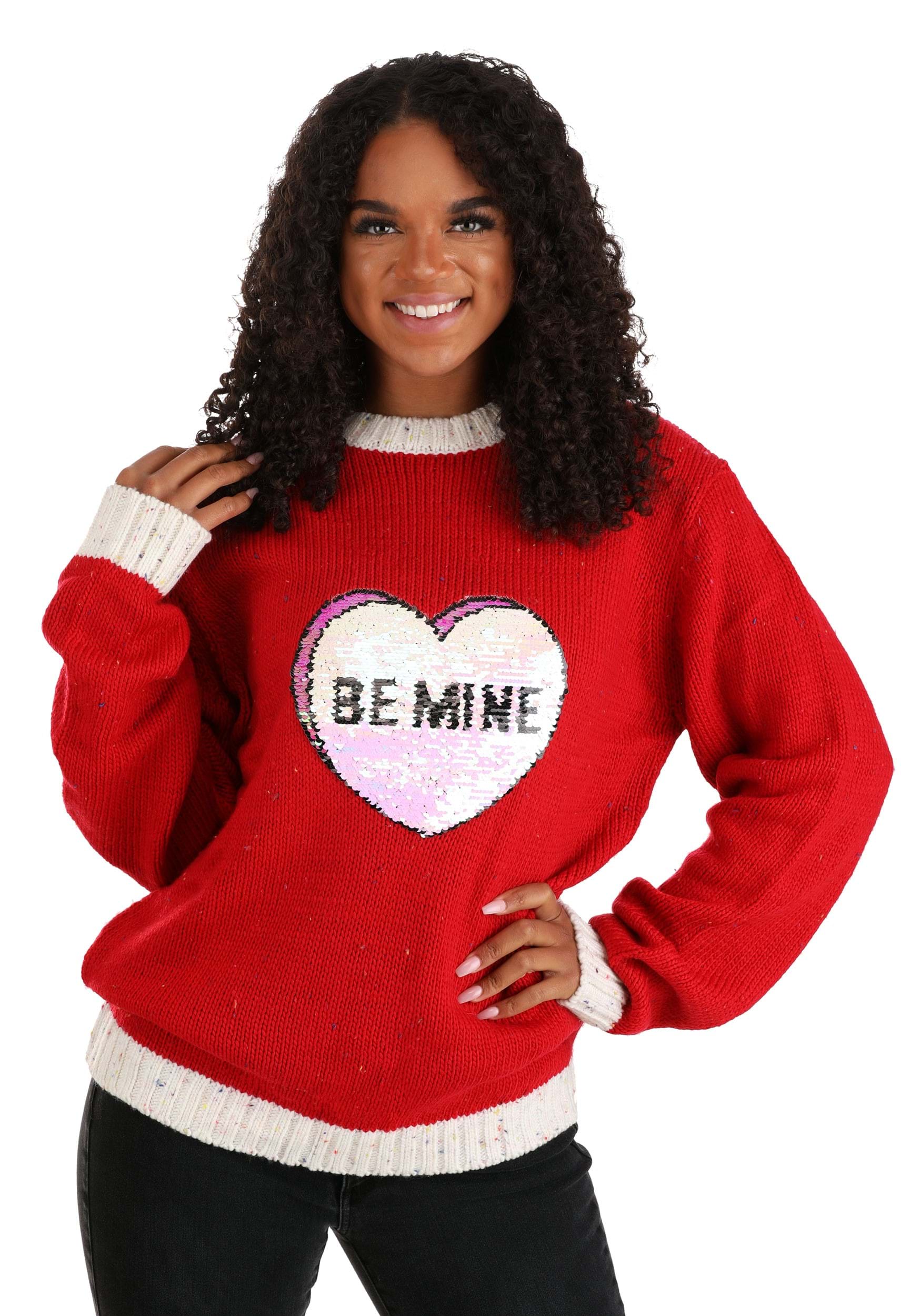 Photos - Fancy Dress FUN Wear Adult Valentine's Day Be Mine Sweater Brown/Red