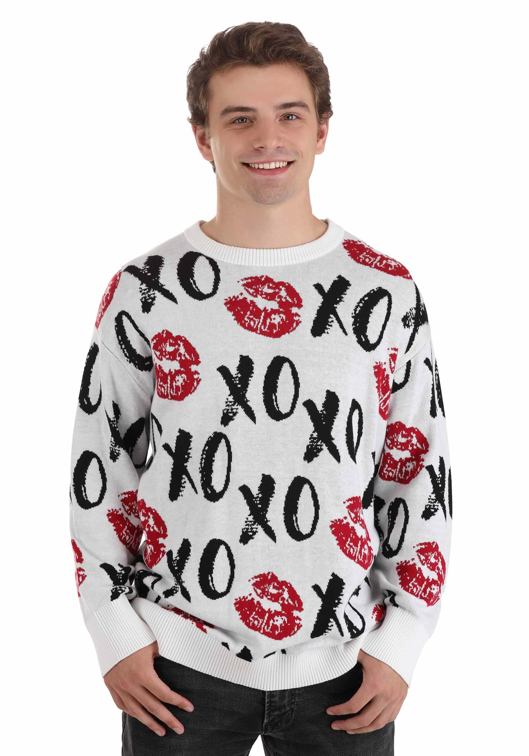 Photos - Fancy Dress A&D FUN Wear Adult Hugs and Kisses Valentine's Day Sweater Black/Red/W 