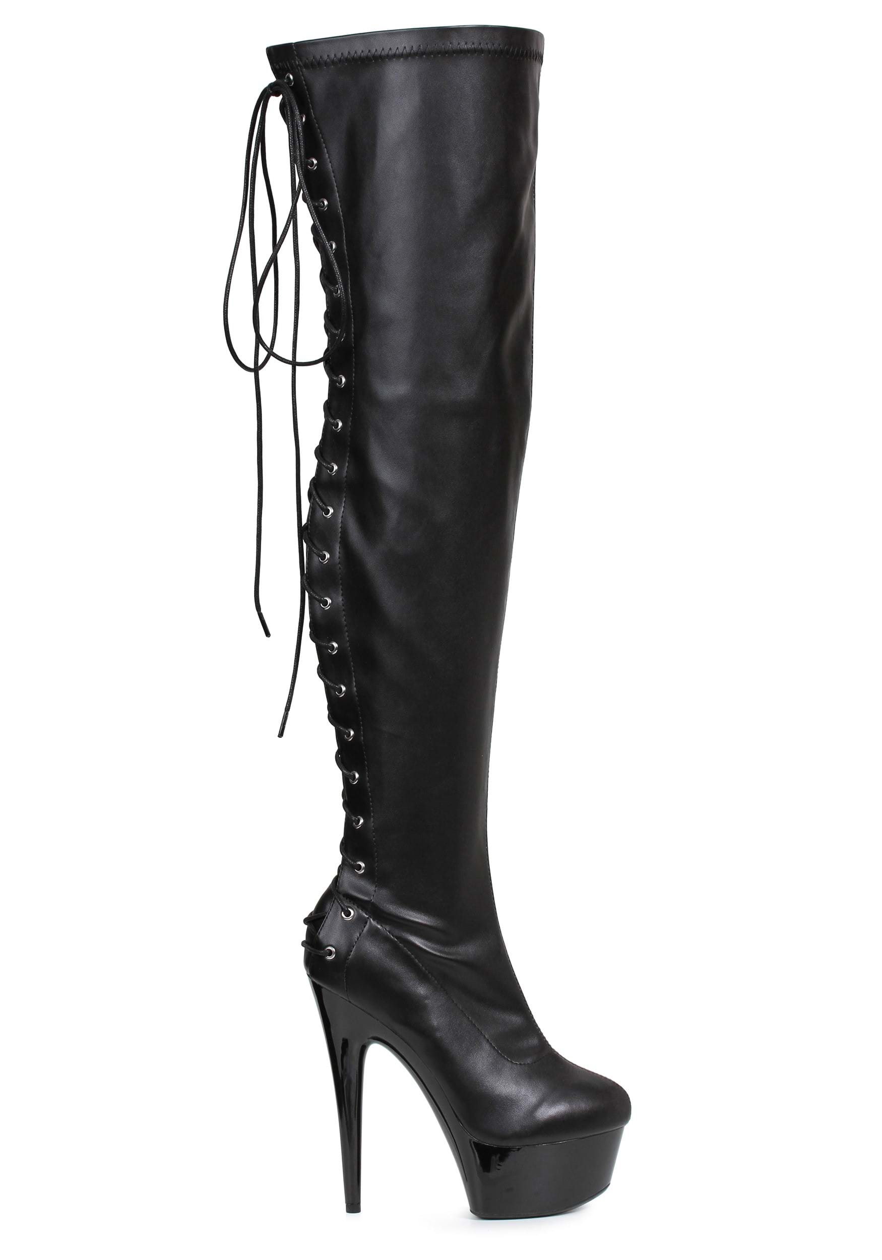 Black Lace Thigh High Women's Boots , Women's Black Boots