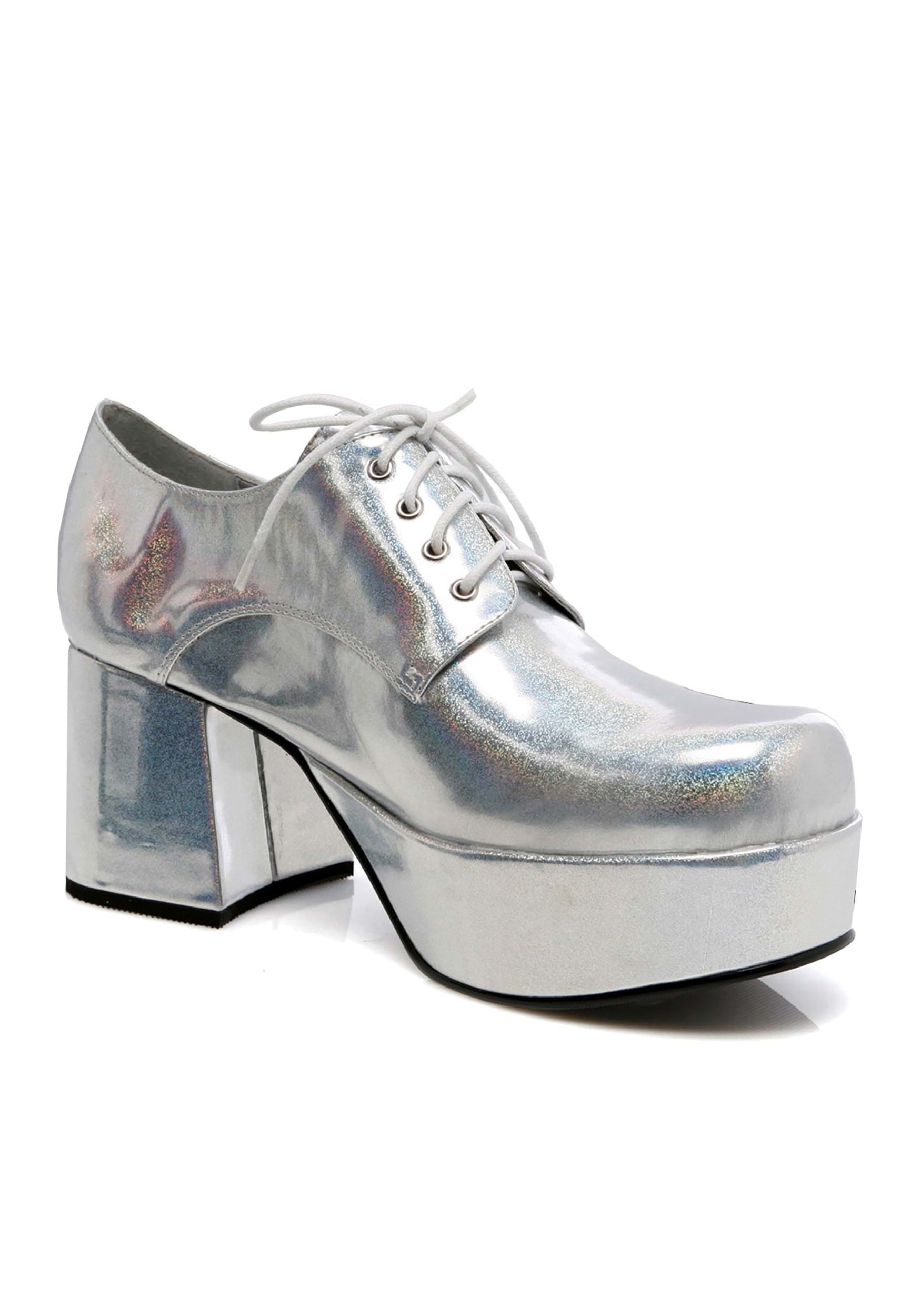 Silver Hologram Mens  Pimp Shoe