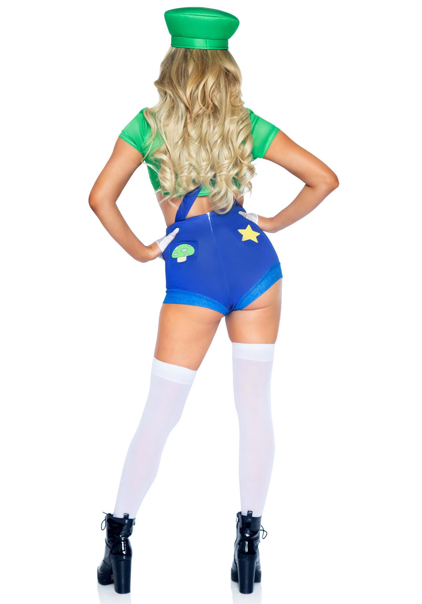 Women's Sexy Piece Green Gamer Babe Fancy Dress Costume