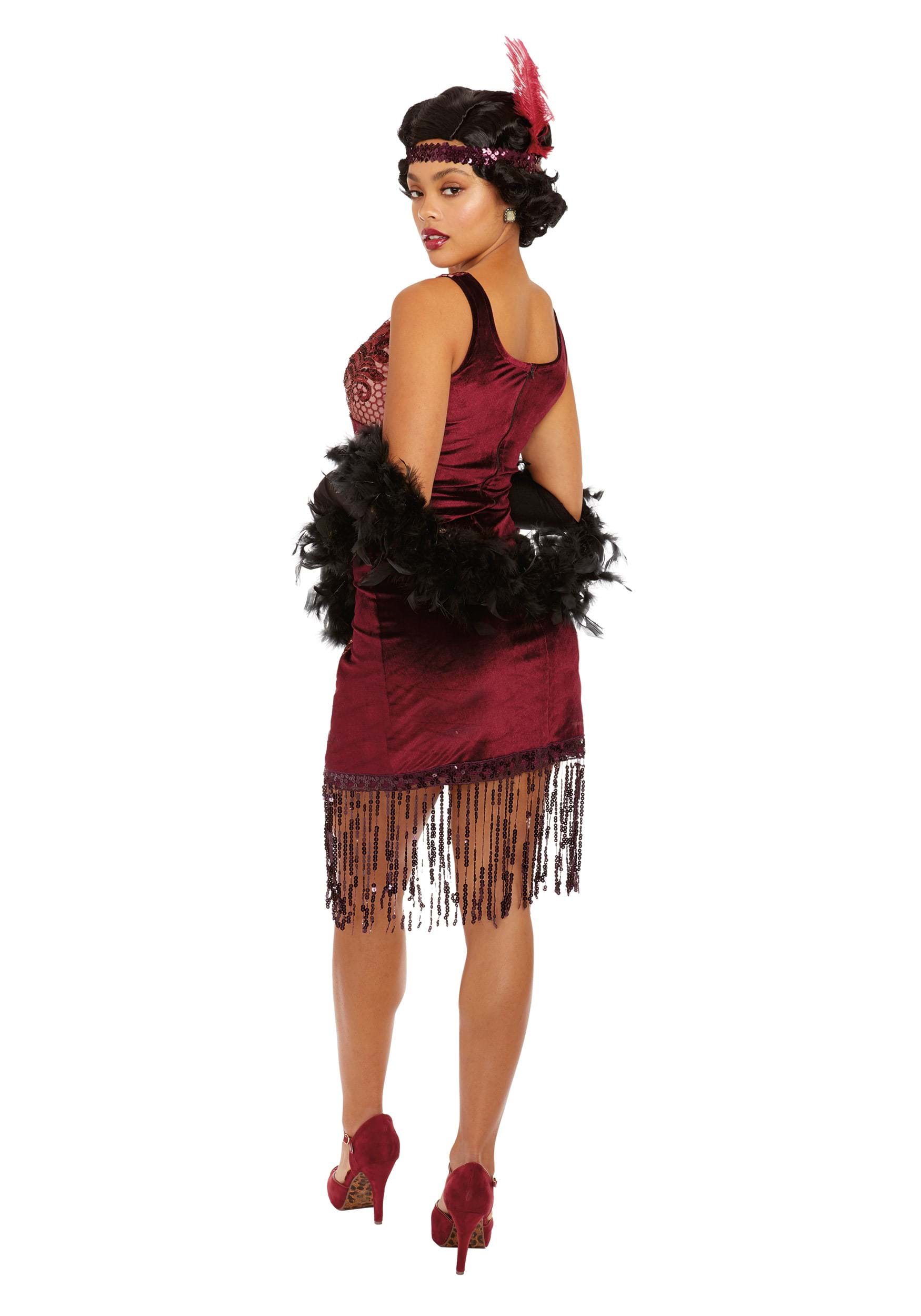 Women's Adult Red Va-Va Voom Flapper Fancy Dress Costume