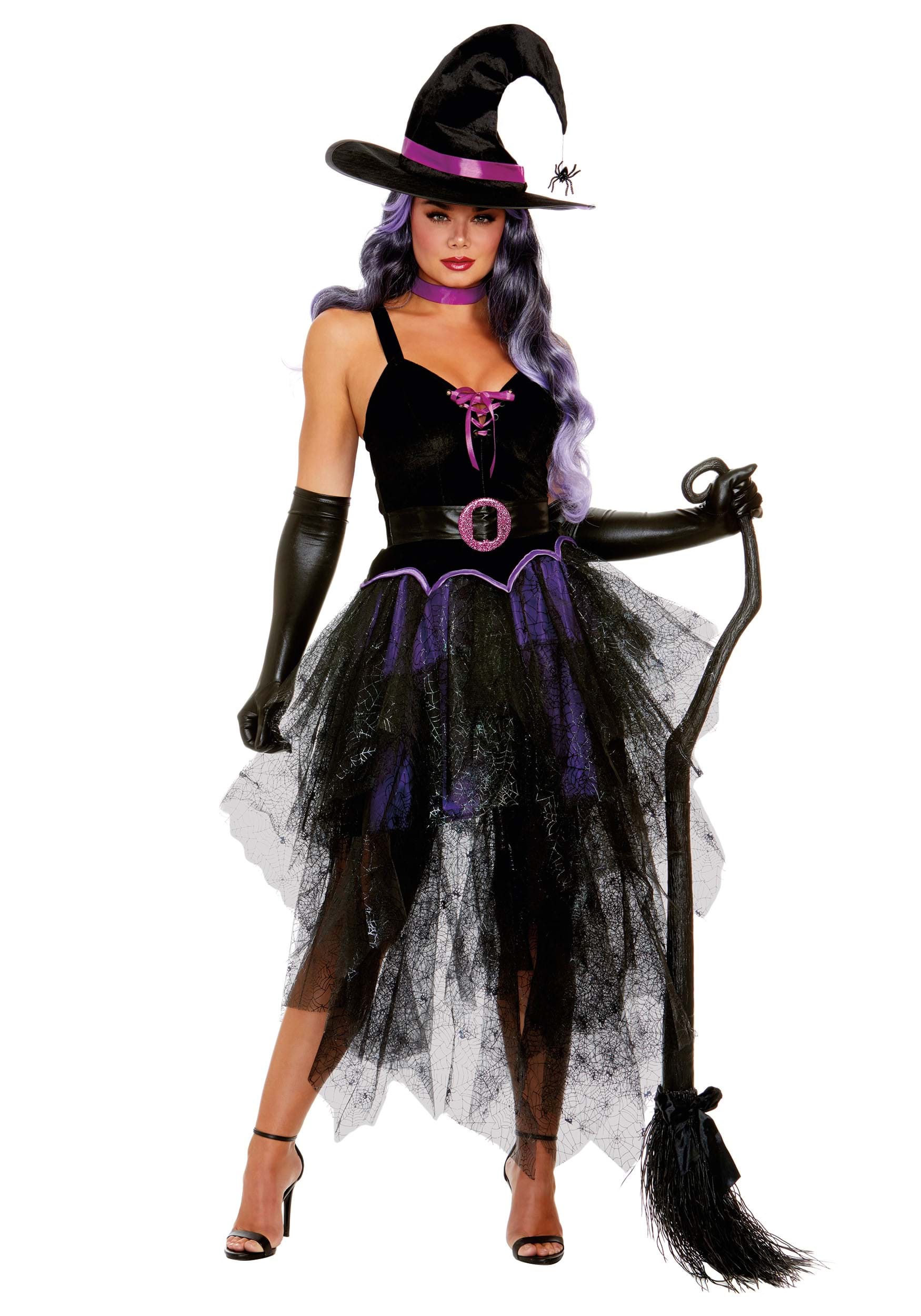 Women's Purple Sexy Witch Fancy Dress Costume