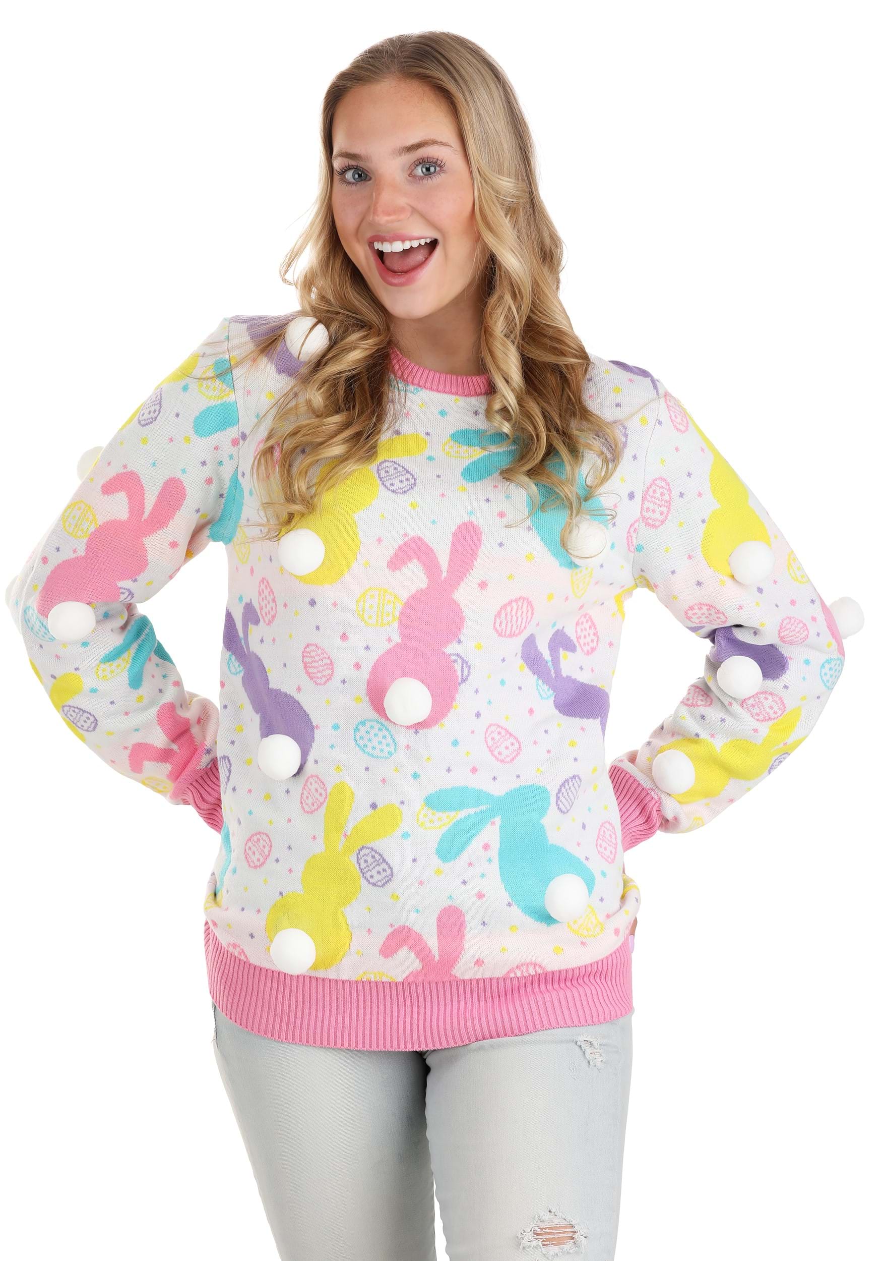 Photos - Fancy Dress FUN Wear Adult Easter Bunny Ugly Sweater Purple/Pink/White