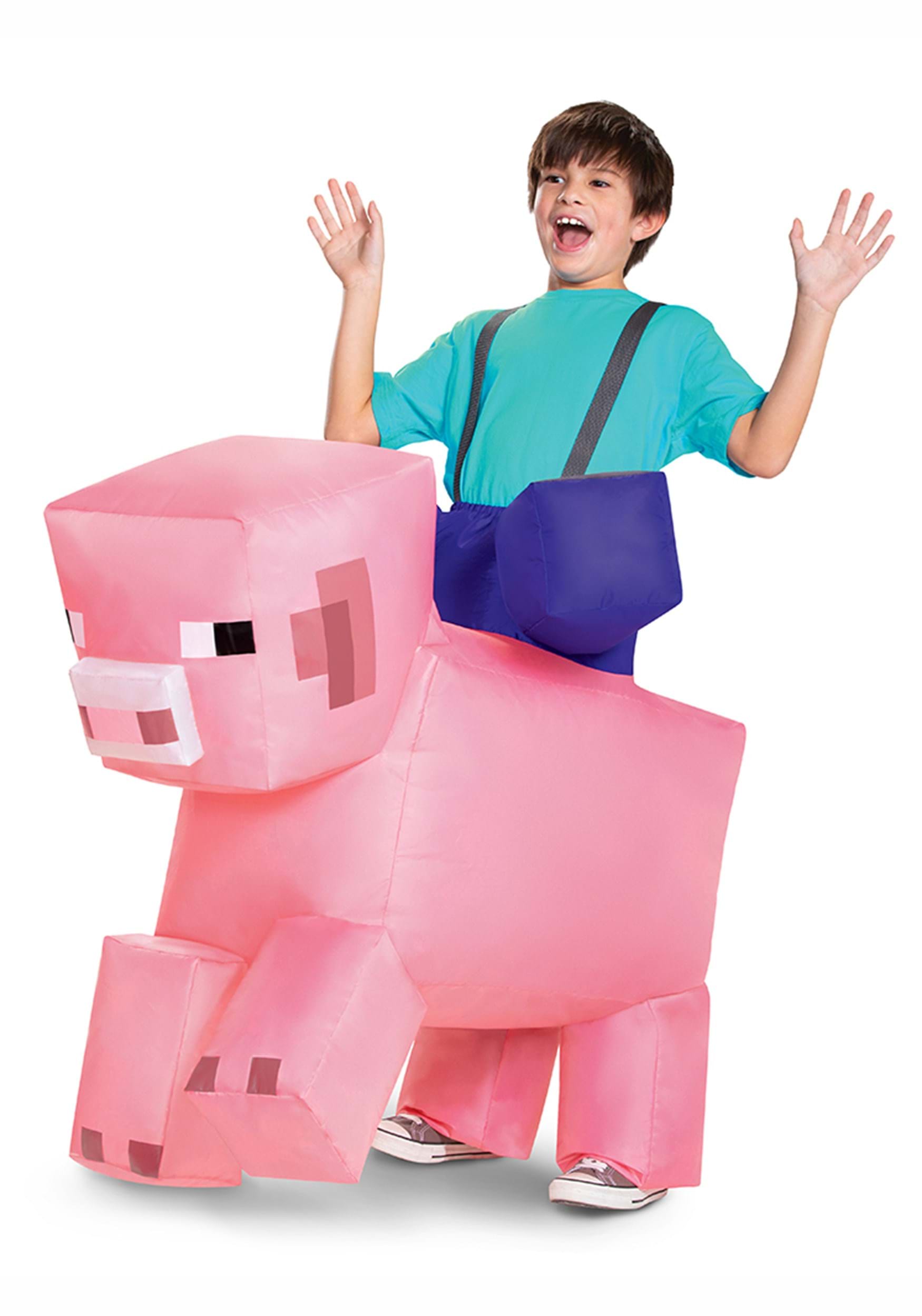 Photos - Fancy Dress Fancy Disguise Minecraft Ride-On Inflatable Pig Dress Costume for Kids Pink