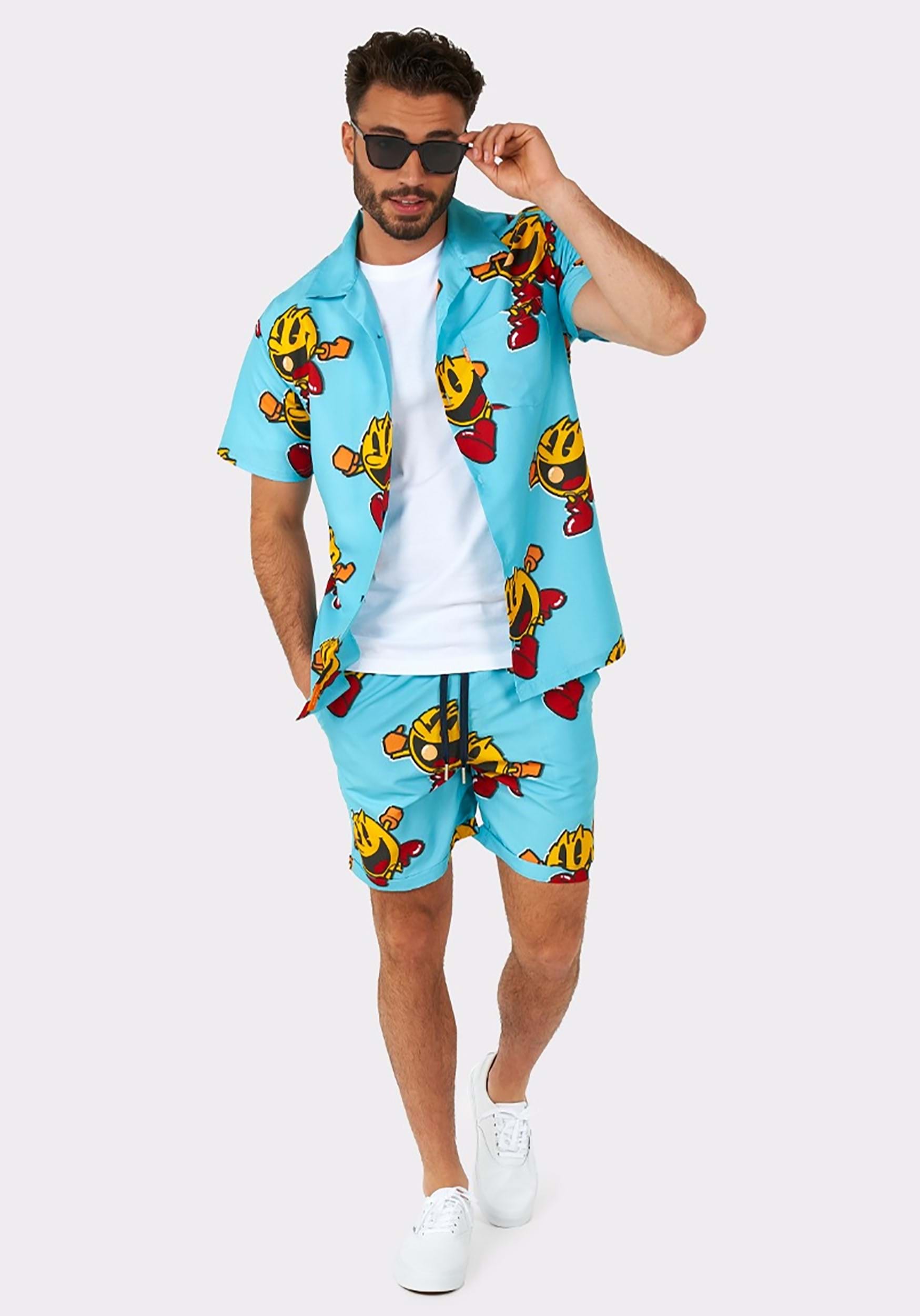 Men's Pac-Man Waka Waka Swimsuit And Shirt