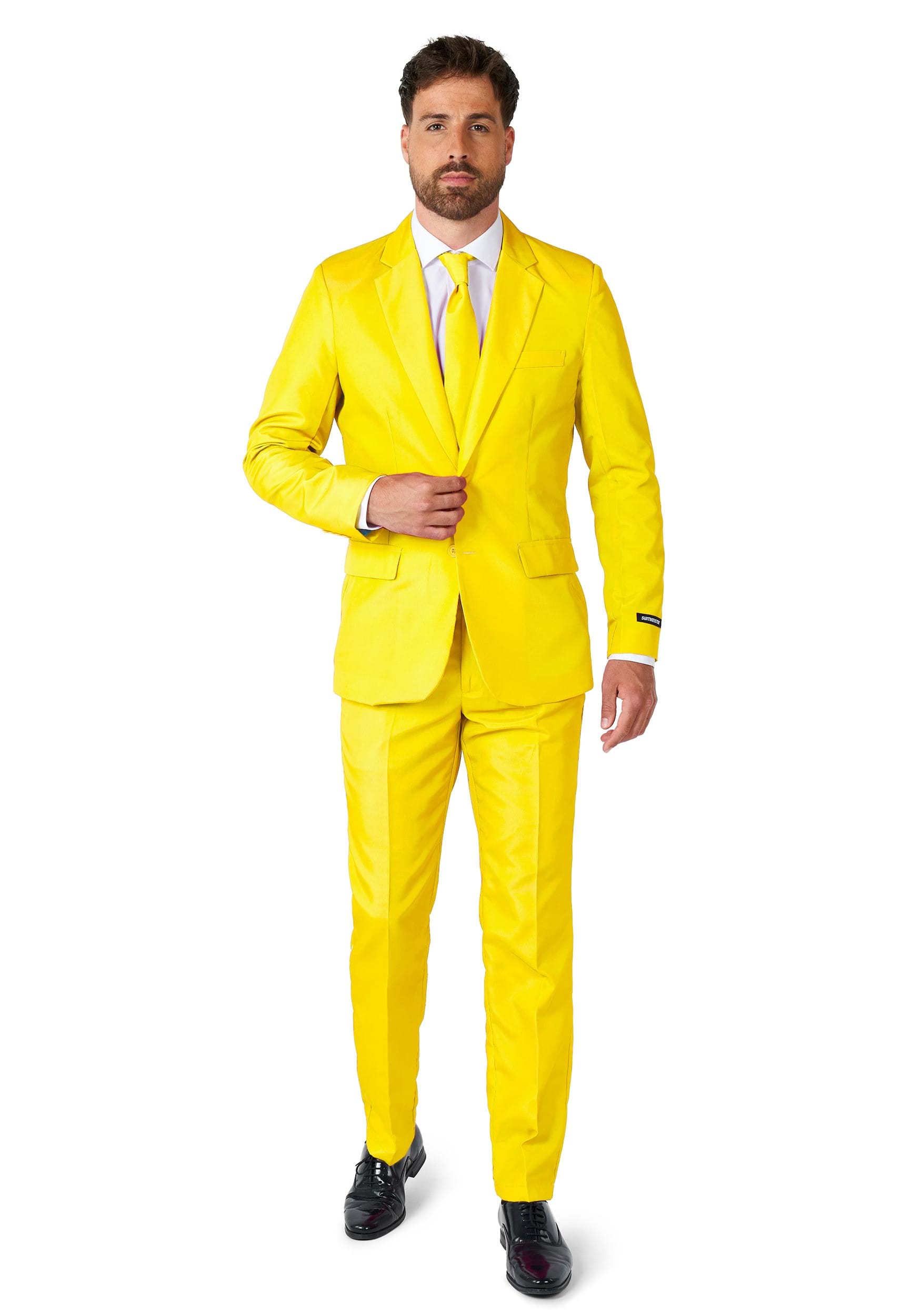 Suitmeister Solid Yellow Mens Suit