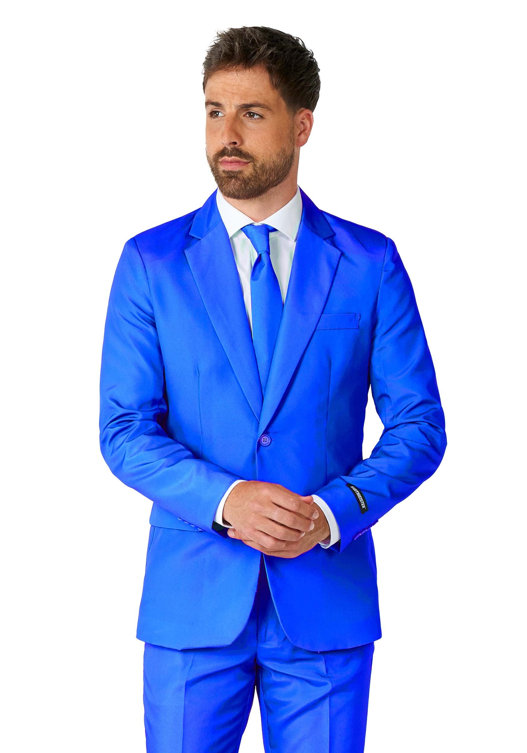 Suitmeister Solid Blue Mens Suit