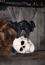 8" Black Resin Cat on LED Skull Arrow Figure Alt 1