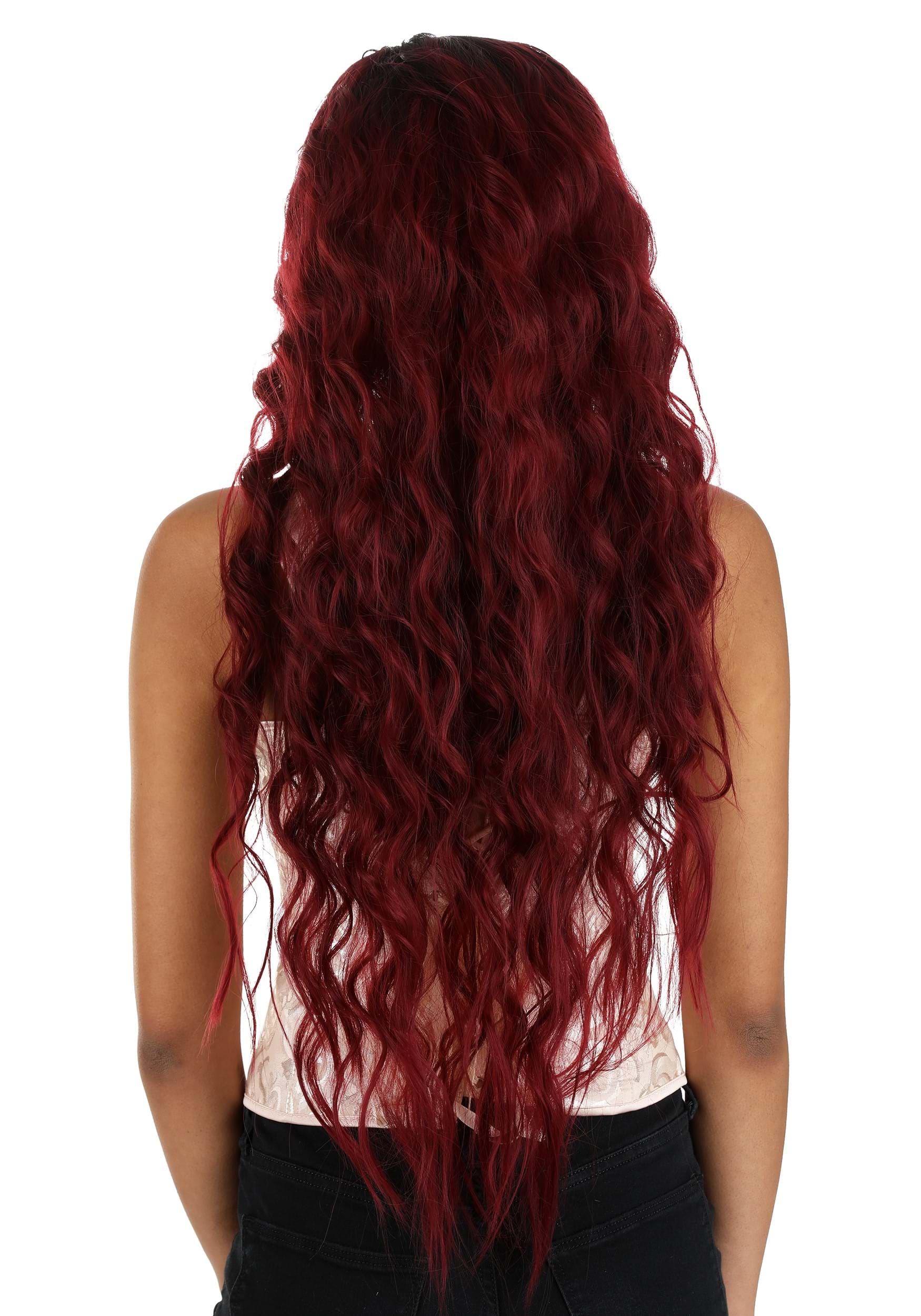 Women's Black And Red Long Wavy Wig