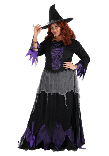 Plus Size Midnight Purple Witch Costume