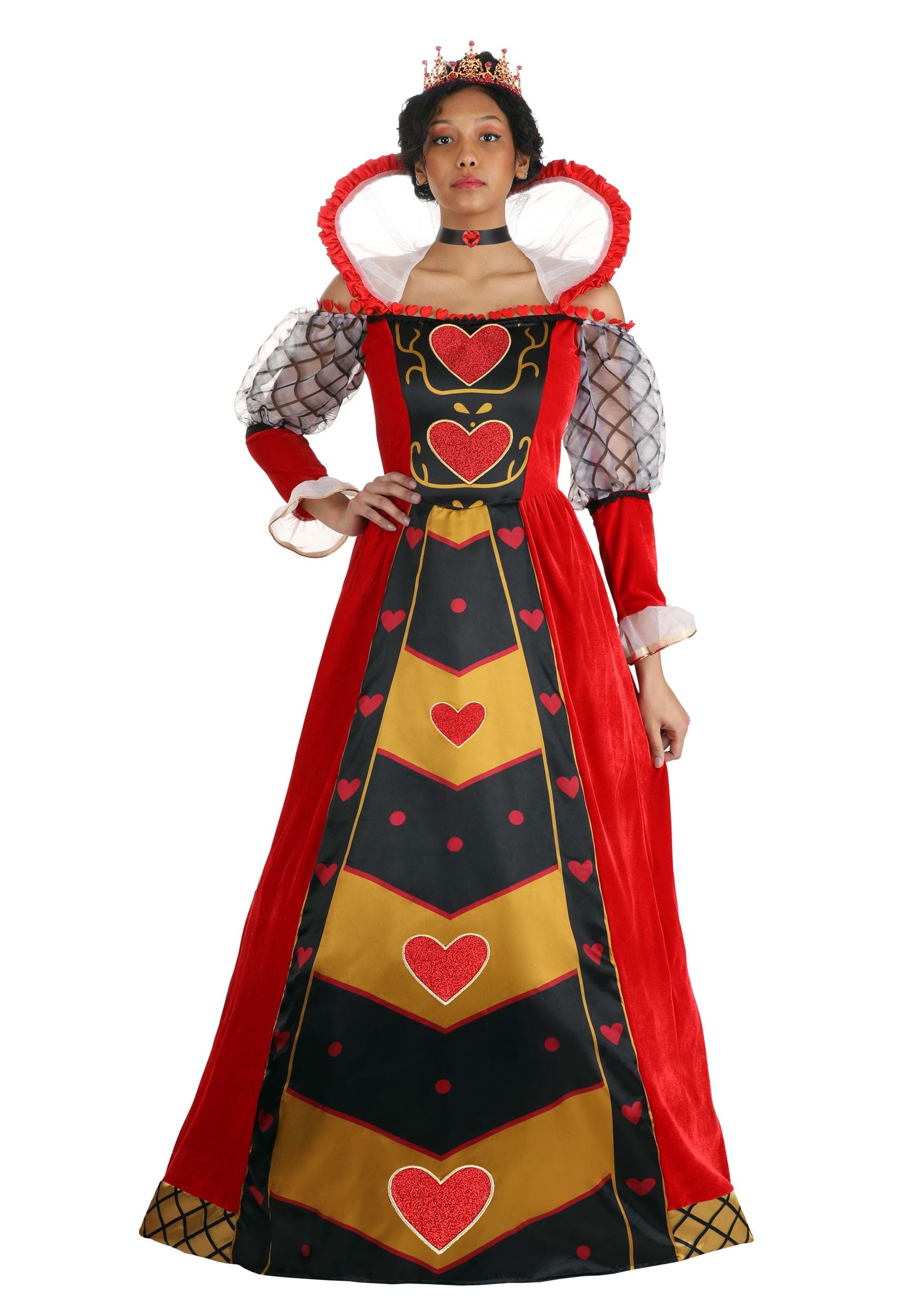 Premium Queen Of Hearts Women's Fancy Dress Costume