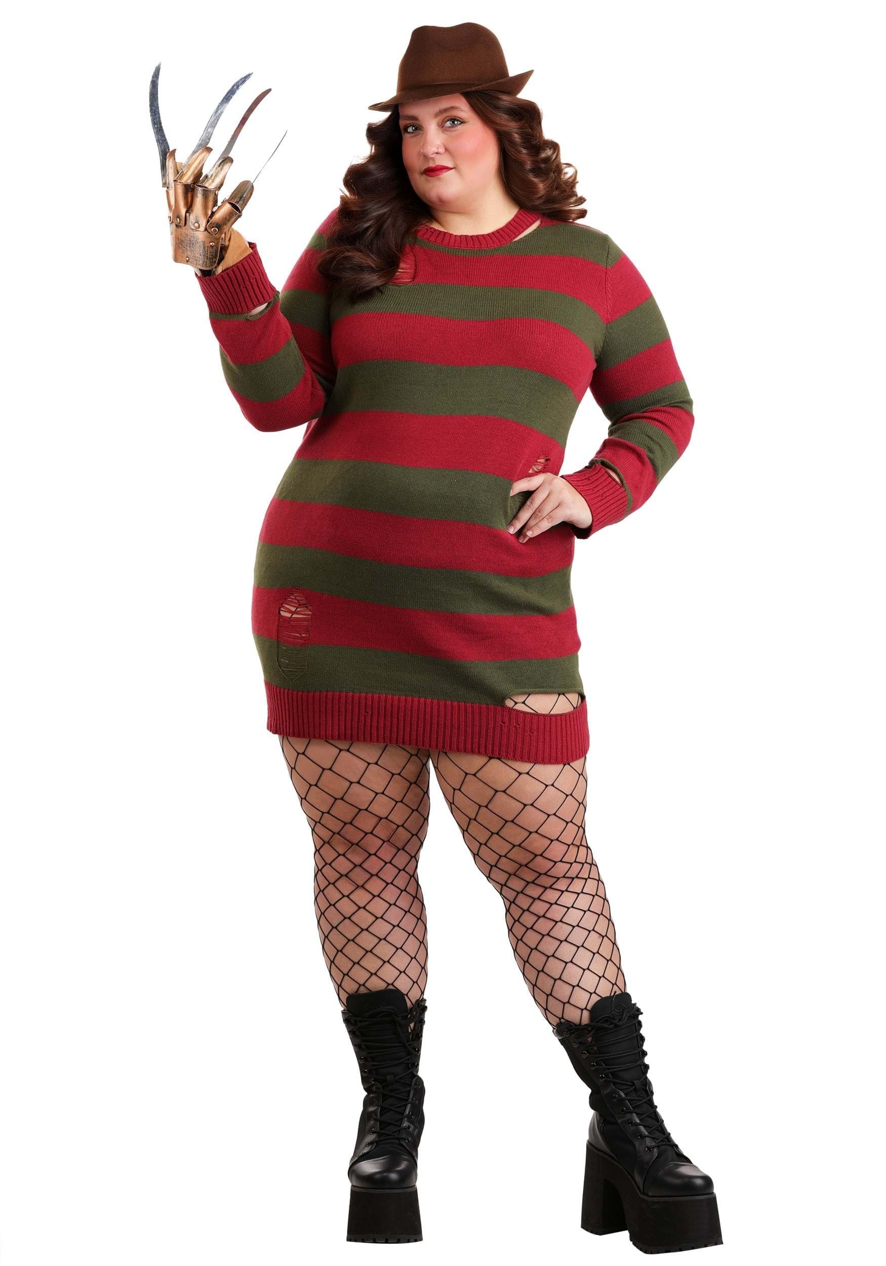 Photos - Fancy Dress Fancy FUN Costumes Plus Size Freddy Krueger Women's  Dress Costume Dress | Horror Movie  Dress Costumes Red/Green 