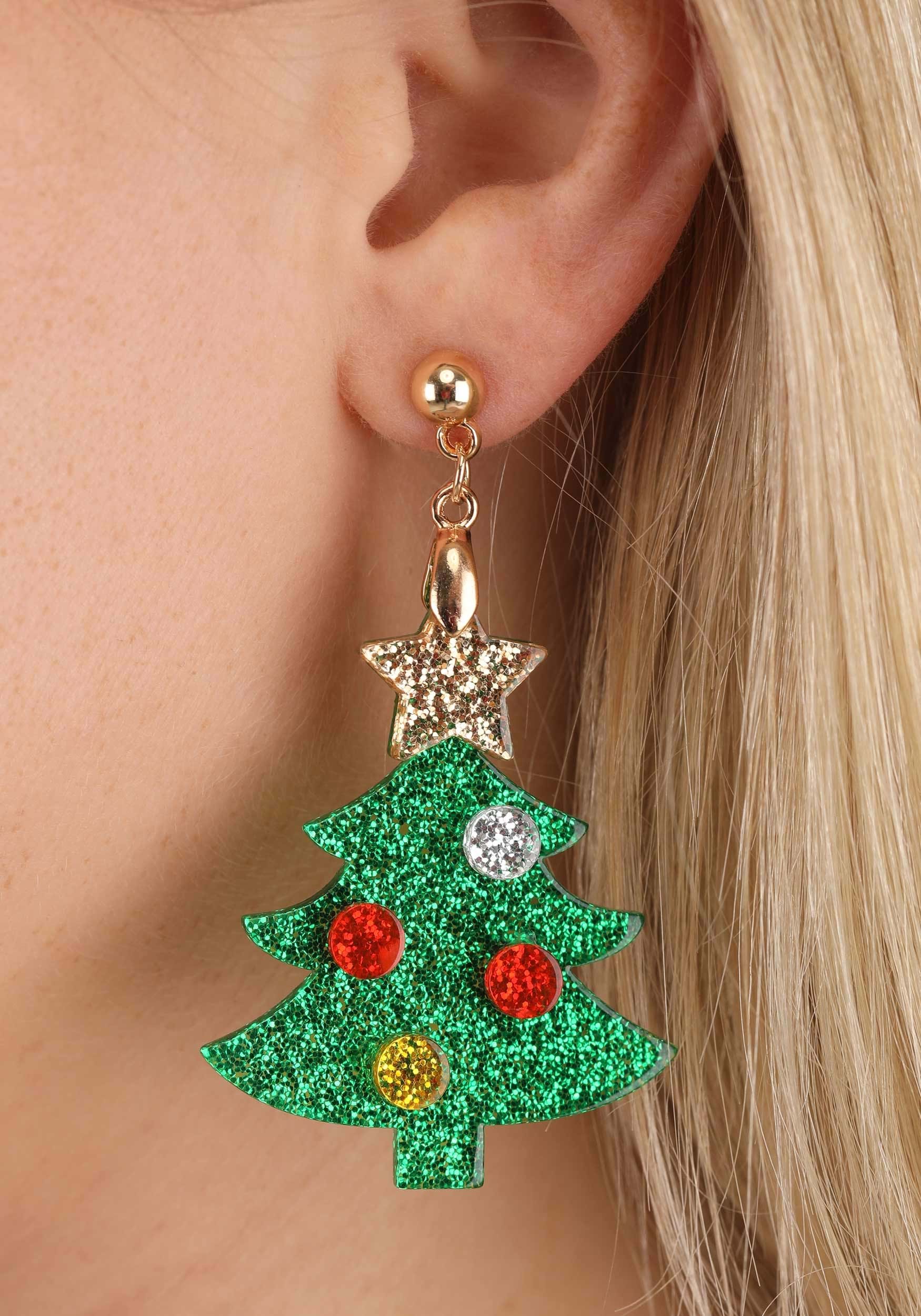 Photos - Fancy Dress Anarchy Street Lucite Christmas Tree Glitter Earrings | Christmas Accessor 