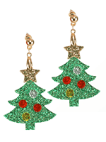 Christmas Tree Lucite Glitter Earrings