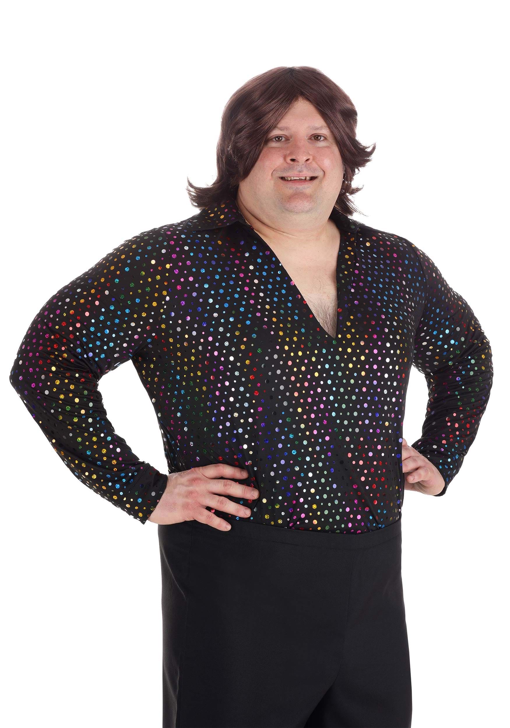 Men's Plus Size Dazzling Disco Shirt | Adult Disco Fancy Dress Costumes