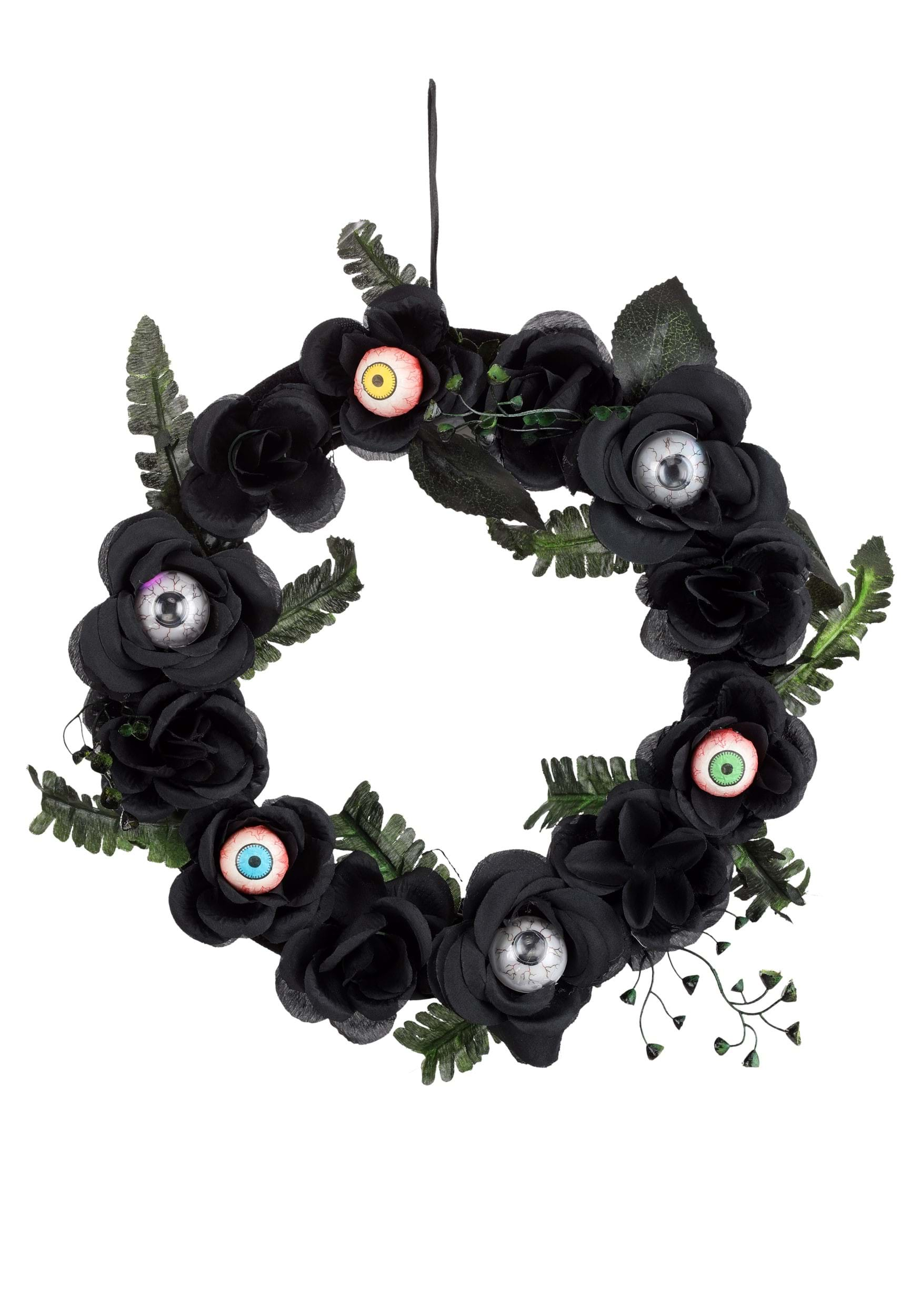 Light Up Eyeballs Flower Wreath Decoration , Halloween Wreath