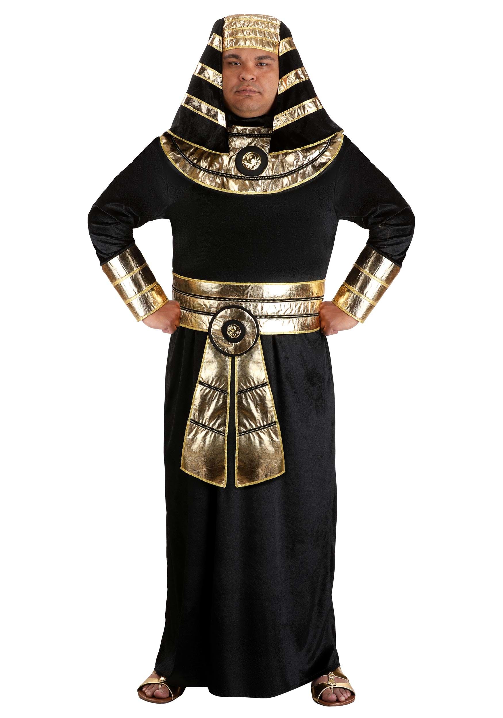 Plus Size Pharaoh Black Robe Deluxe Fancy Dress Costume for Adults | Egyptian Fancy Dress Costumes
