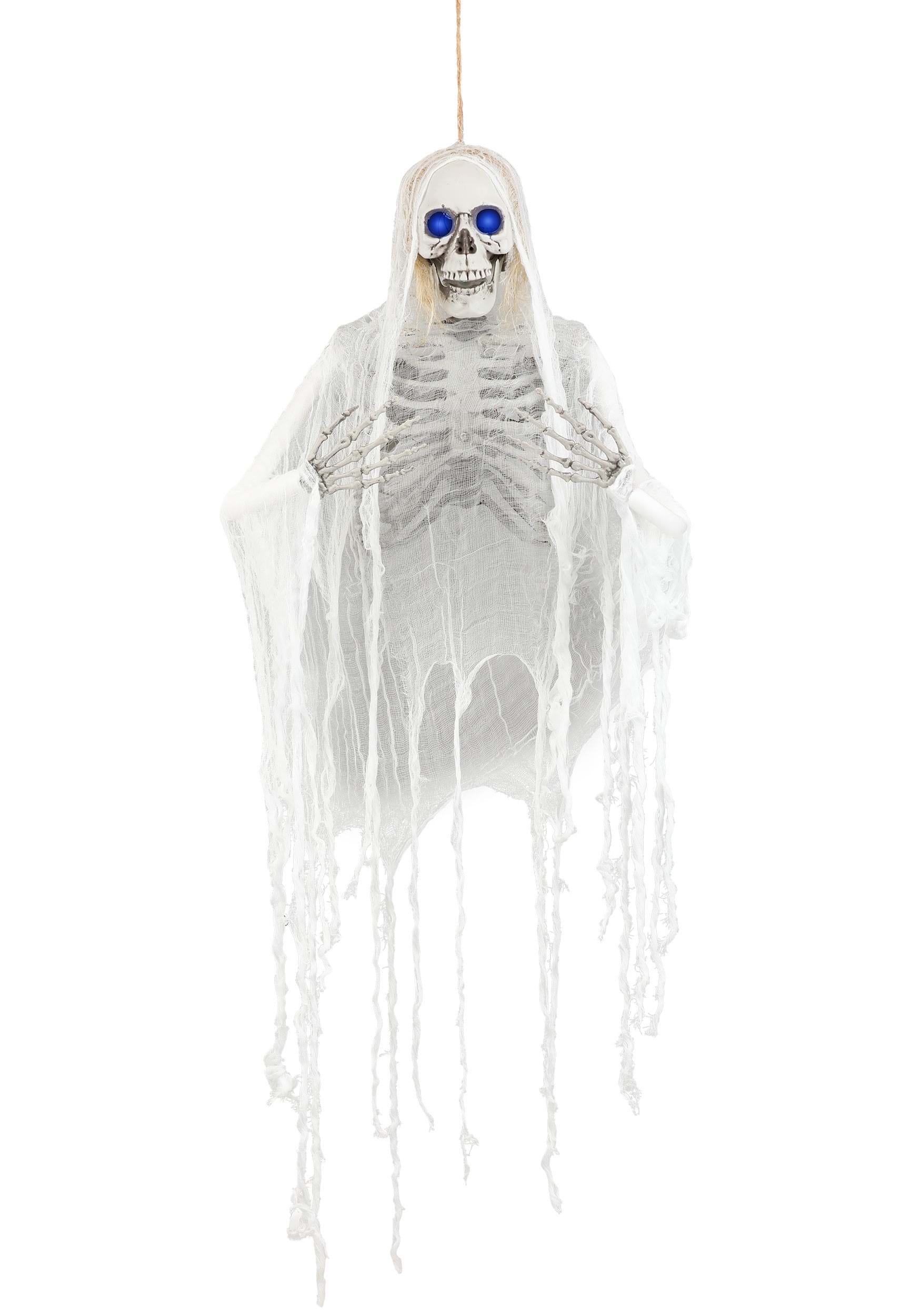 Hanging Light Up Skeleton With Blue Lights Halloween Decoration