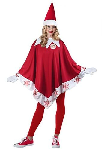 Womens Elf on the Shelf Poncho Costume