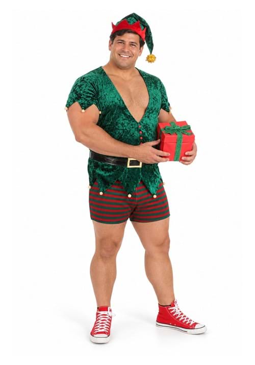 Mens Plus Size Sexy Christmas Elf Costume New Main