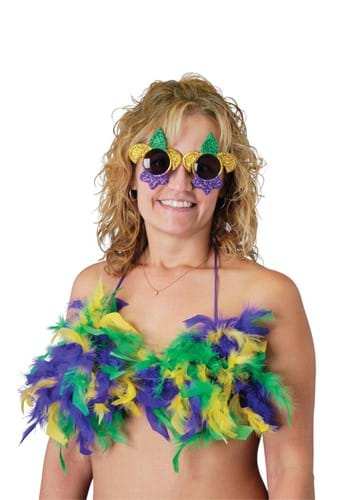 Feathered Mardi Gras Bikini Top