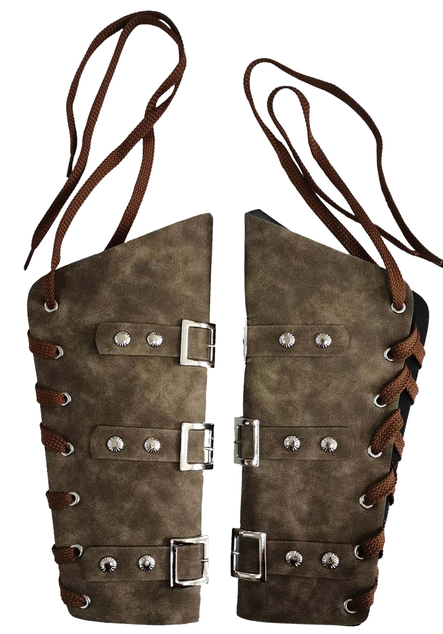 Leatherlike 2 Piece Bracers , Warrior Fancy Dress Costume Accessory