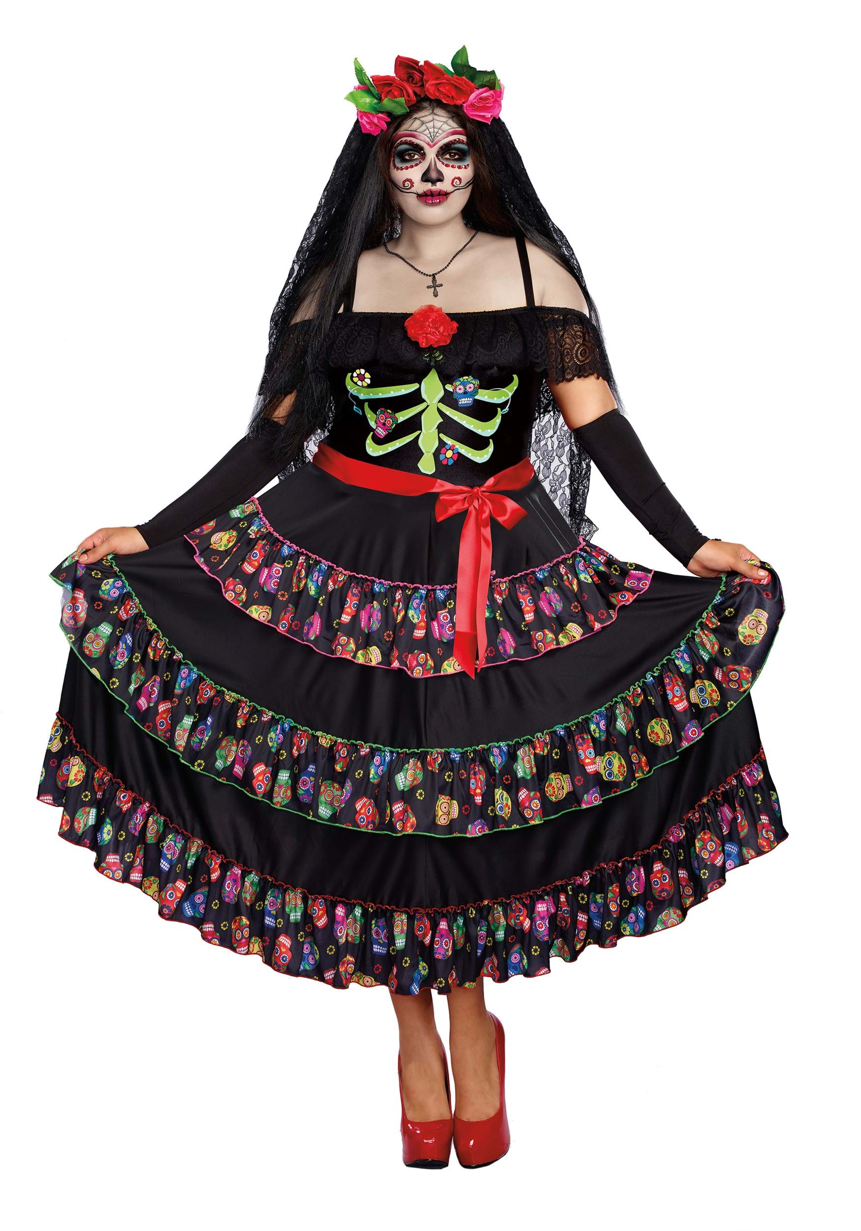 Plus Size Lady Of The Dead Women's Fancy Dress Costume