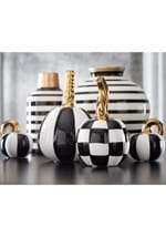 3" White and Black Striped Ceramic Pumpkin Alt 1