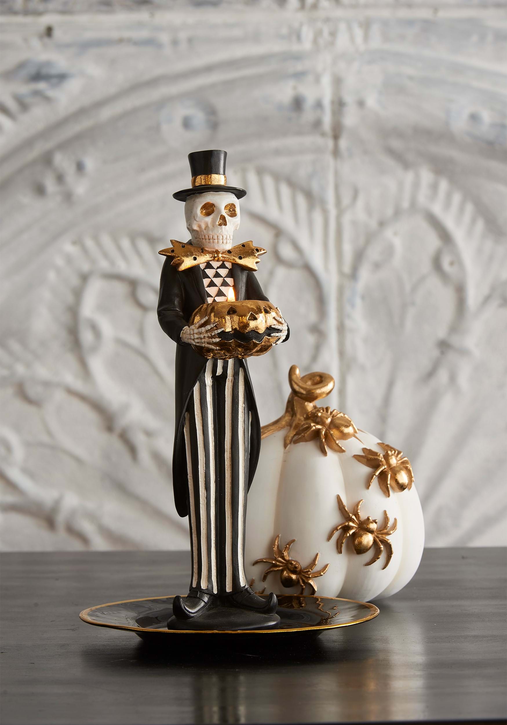 13 Skeleton With Candle Jack 'O Lantern Decorative Figure , Skeleton Decorations