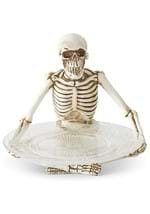 10" Resin Sitting Skeleton Holding Glass Plate Alt 1