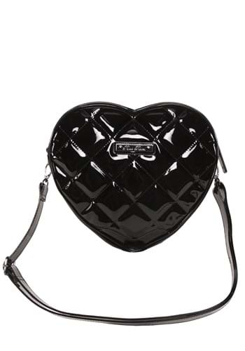 Bat Studded Quilted Patent Heart Purse