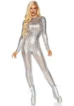 Silver Laser Cut Metallic Catsuit Costume Alt 2