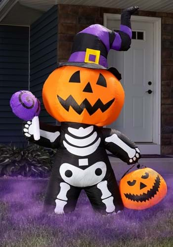 6' Inflatable Pumpkin Skeleton Decoration updated