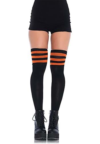Women's Black Athletic Socks w/ Orange Stripes Thi