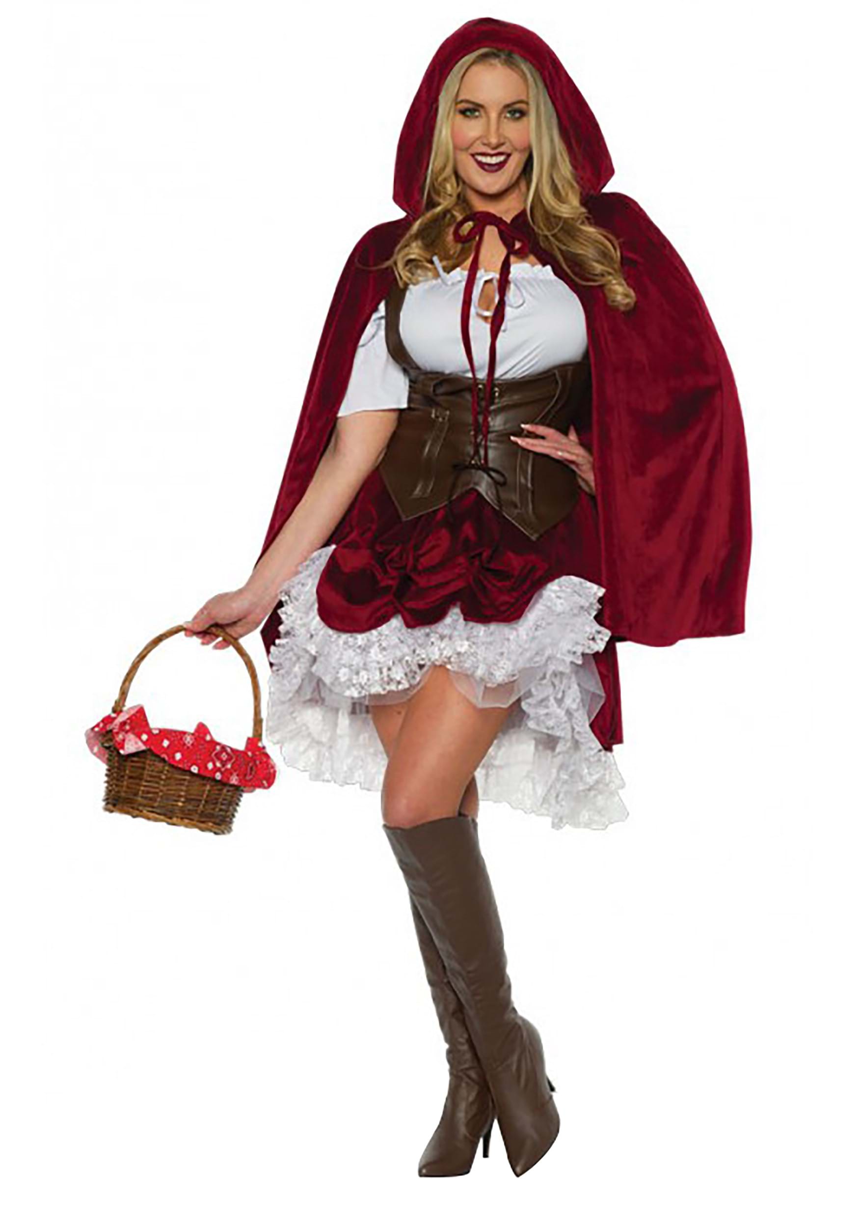Deluxe Red Riding Hood Fancy Dress Costume For Adults