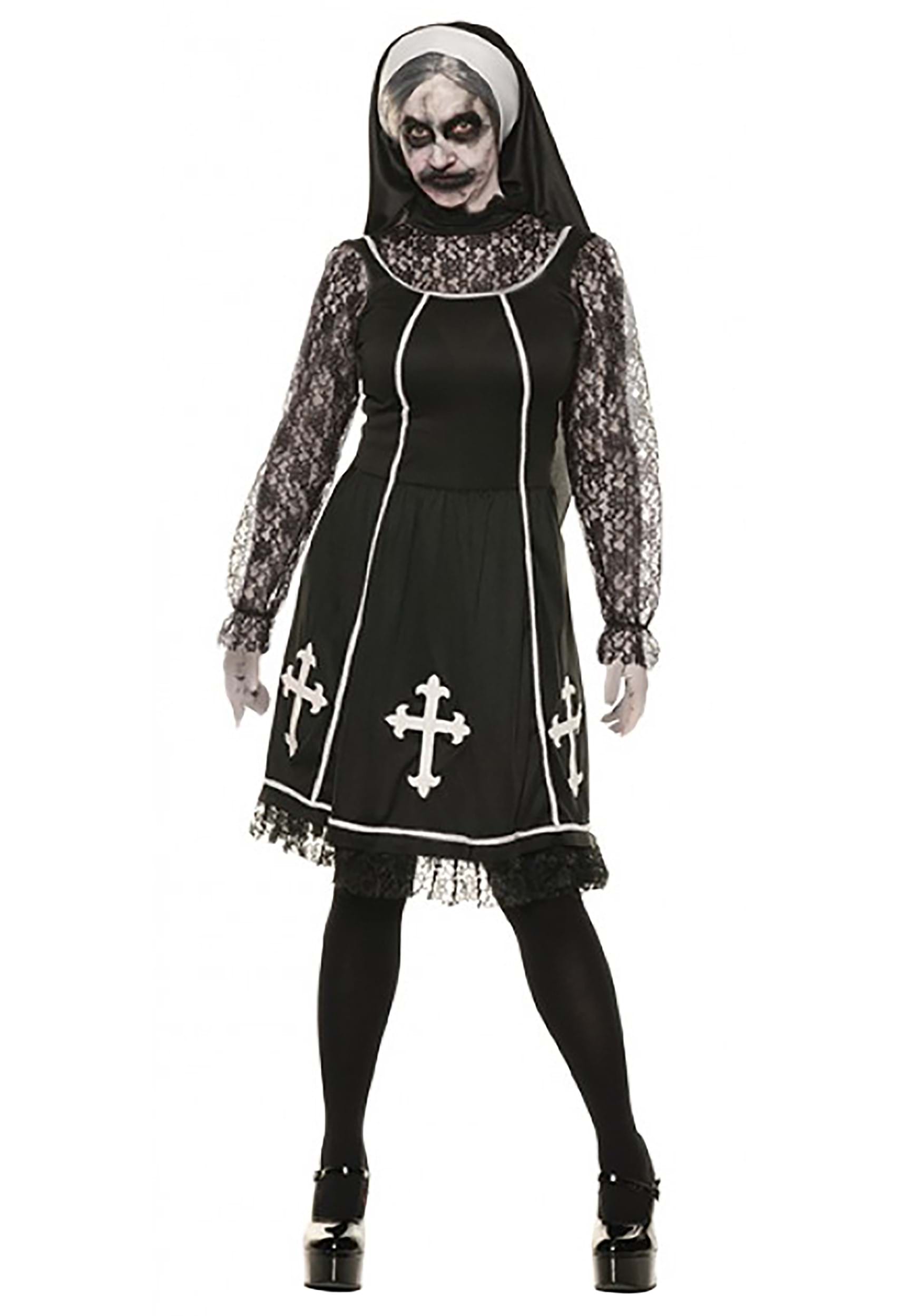 Lace Nun Women's Fancy Dress Costume