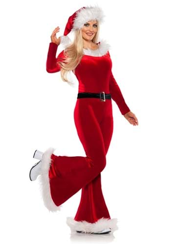 Women's Sexy Liquid Latex Santa Jumpsuit Costume