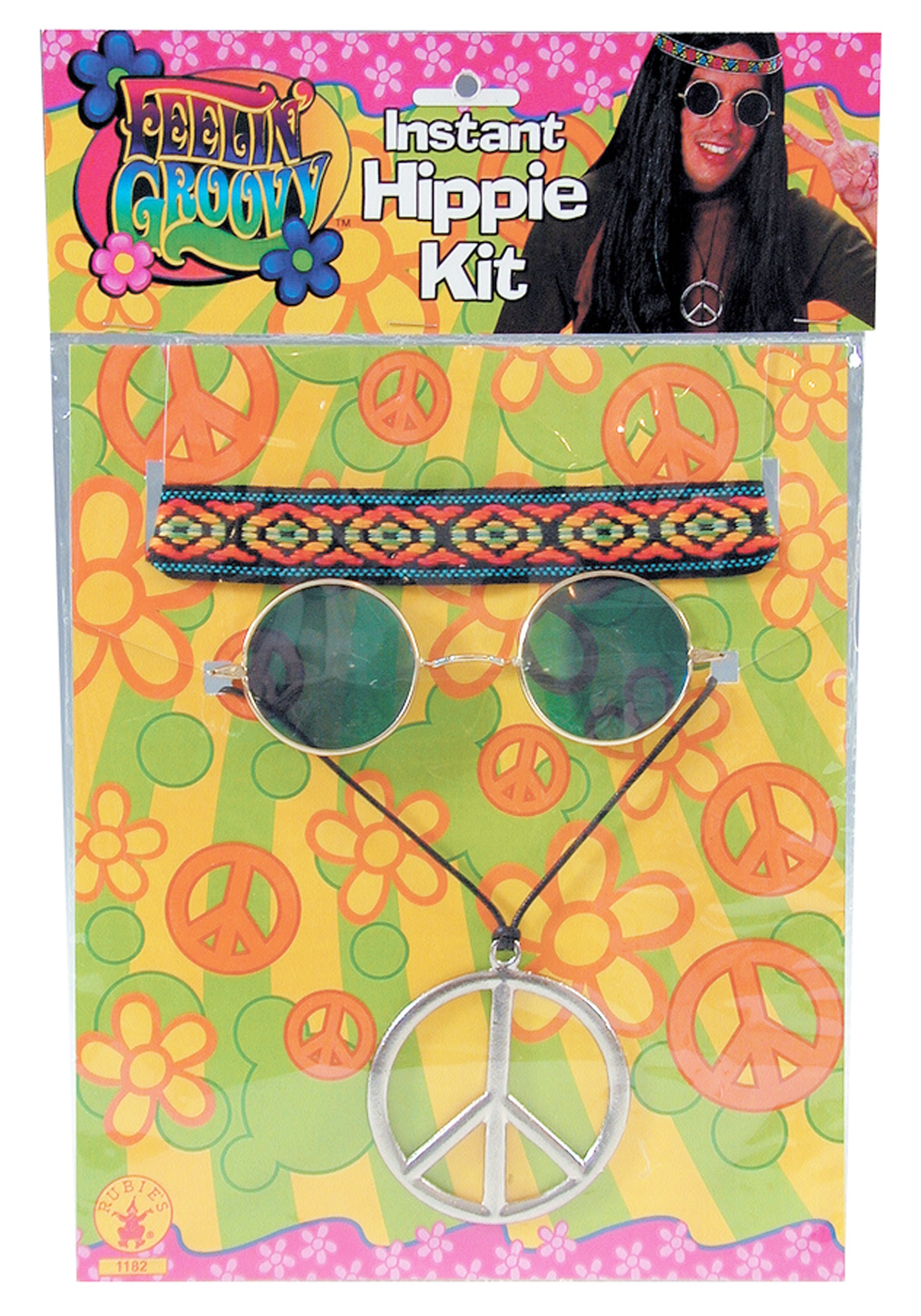 Men's 1960s Hippie Fancy Dress Costume Accessory Kit , Halloween Fancy Dress Costume Accessories