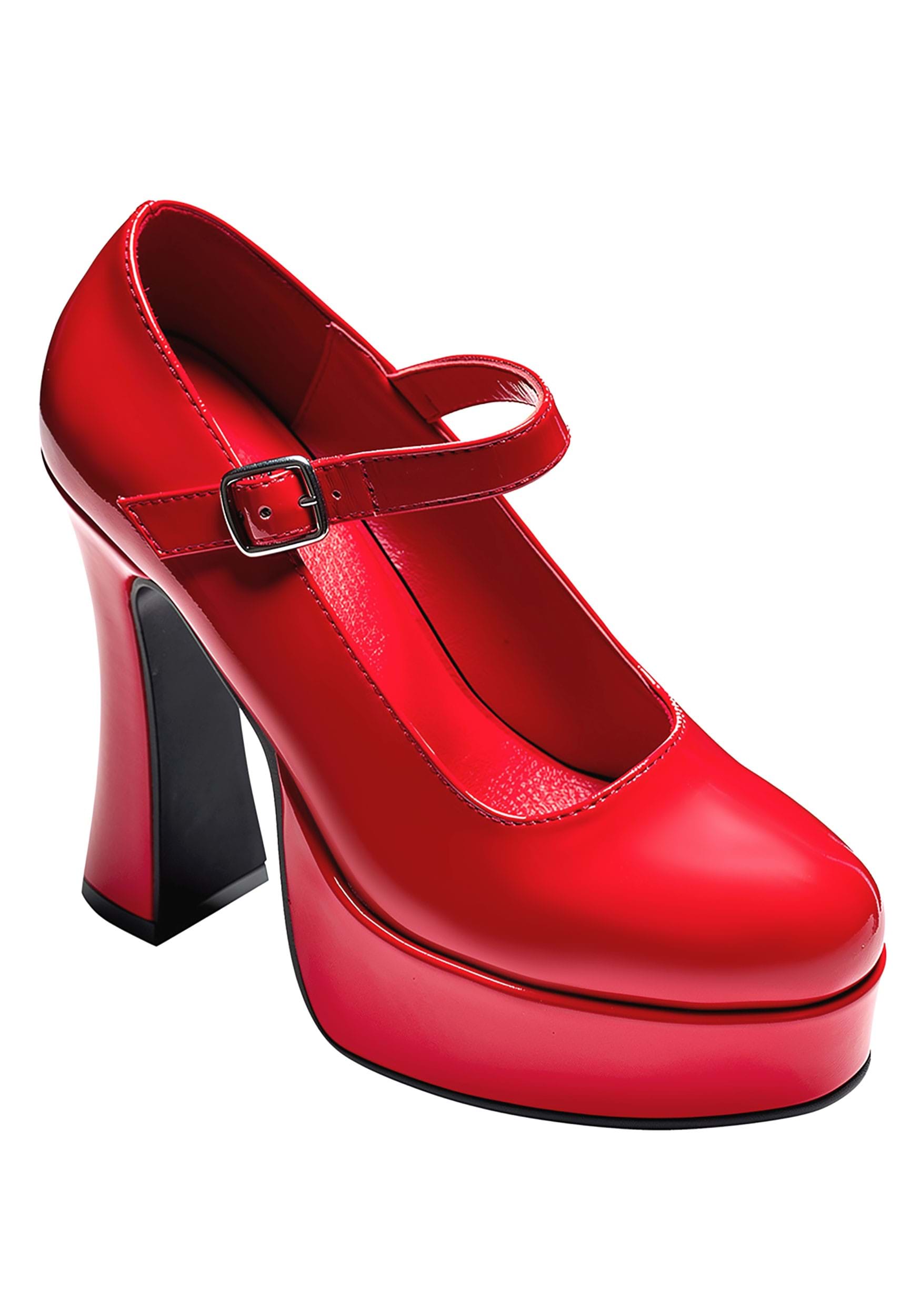Red Mary Jane Platform Shoes
