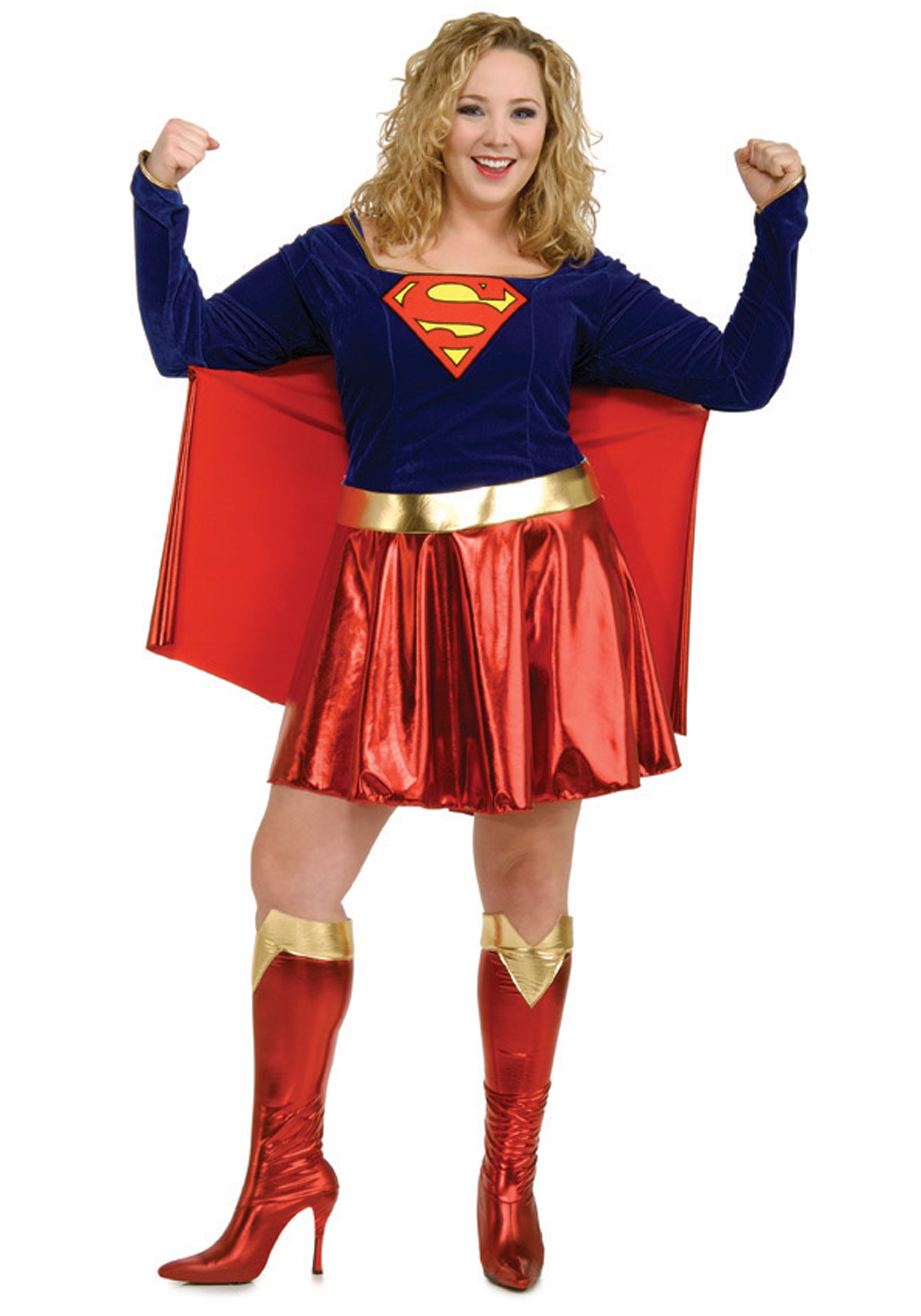 Adult Plus Size Supergirl Fancy Dress Costume