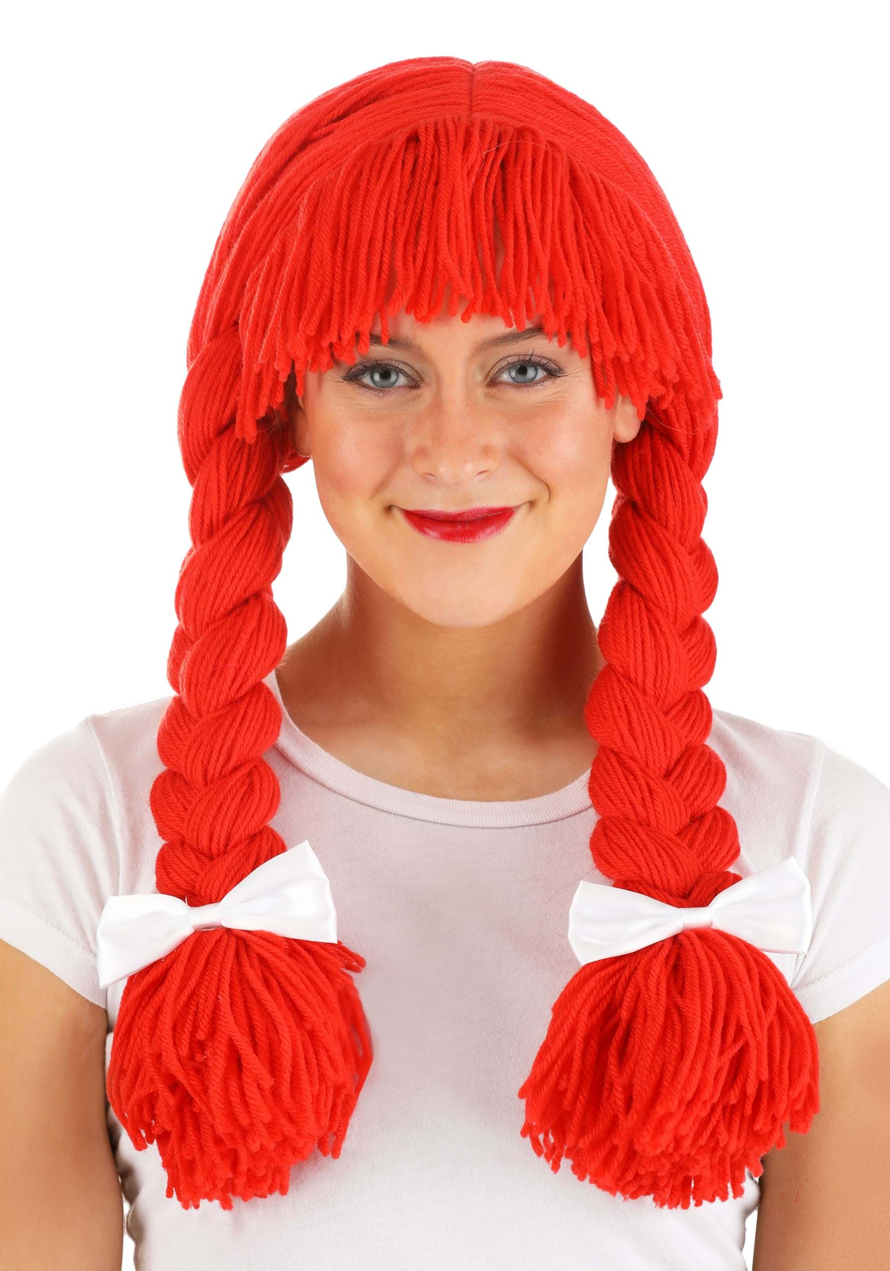 Raggedy Ann Women's Red Wig , Adult Fancy Dress Costume Wigs