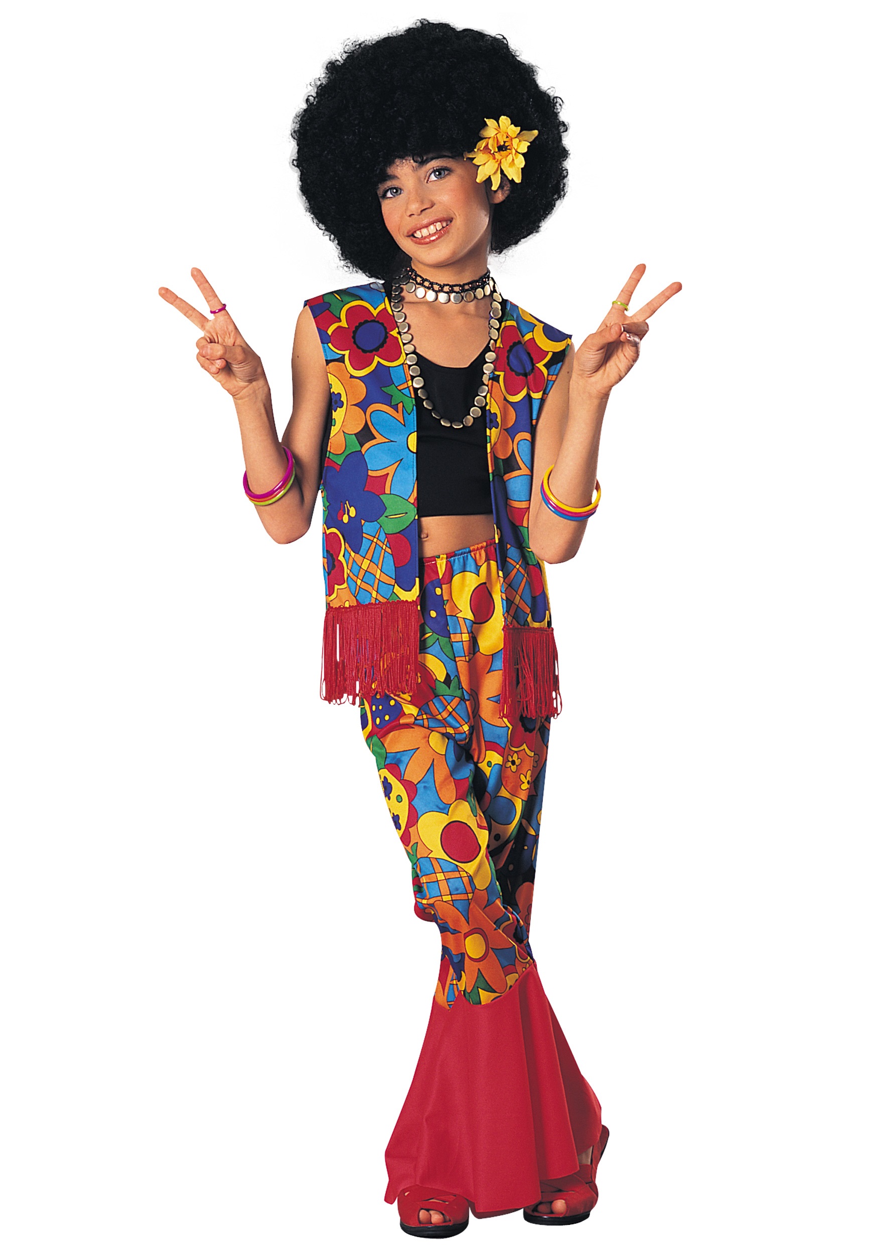 Girls Flower Power Hippie Fancy Dress Costume