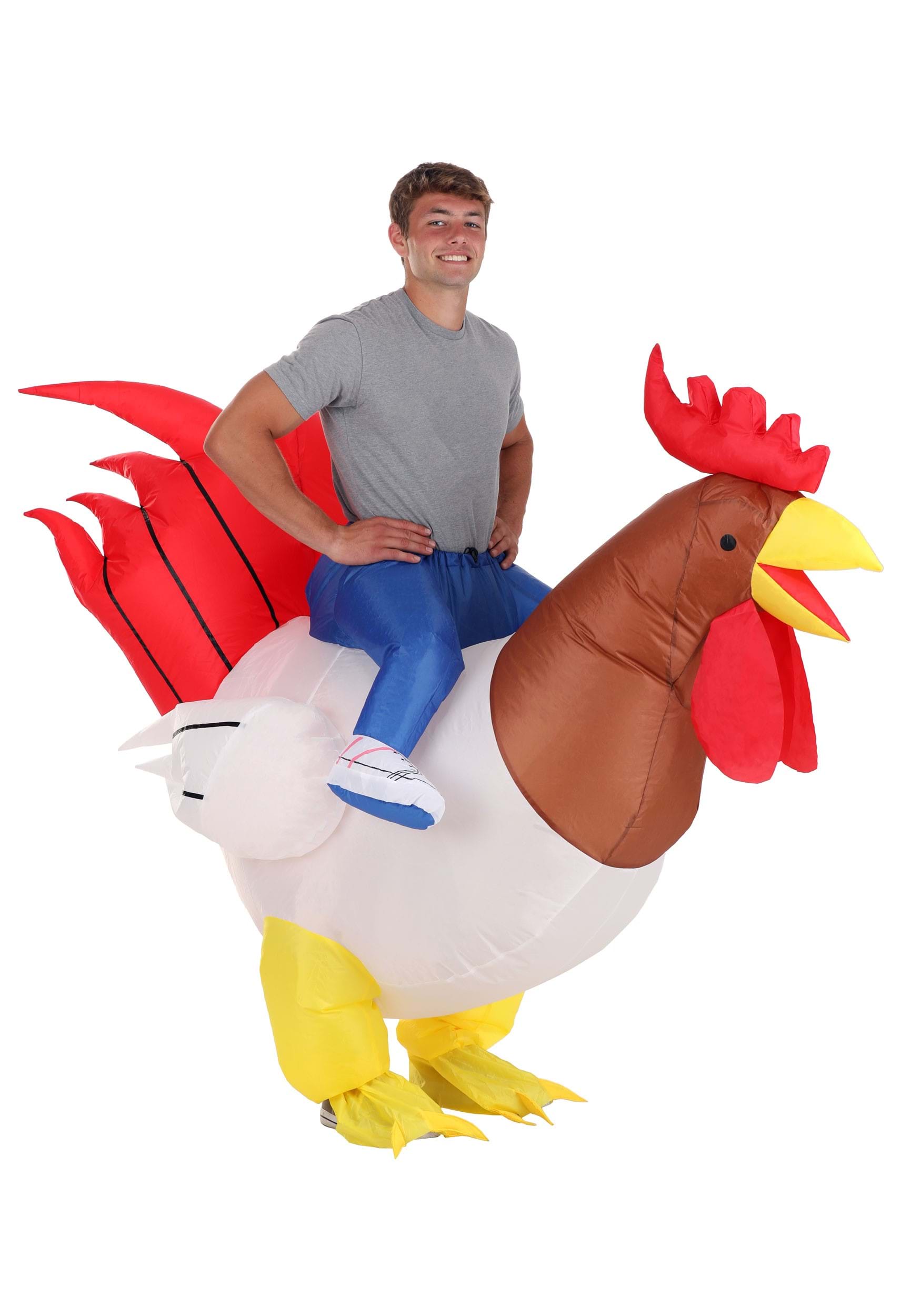 Inflatable Ride-On Rooster Fancy Dress Costume For Adults