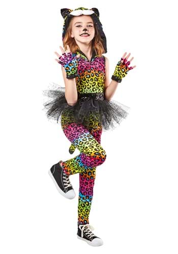 Neon Leopard Girl's Fancy Dress Costume