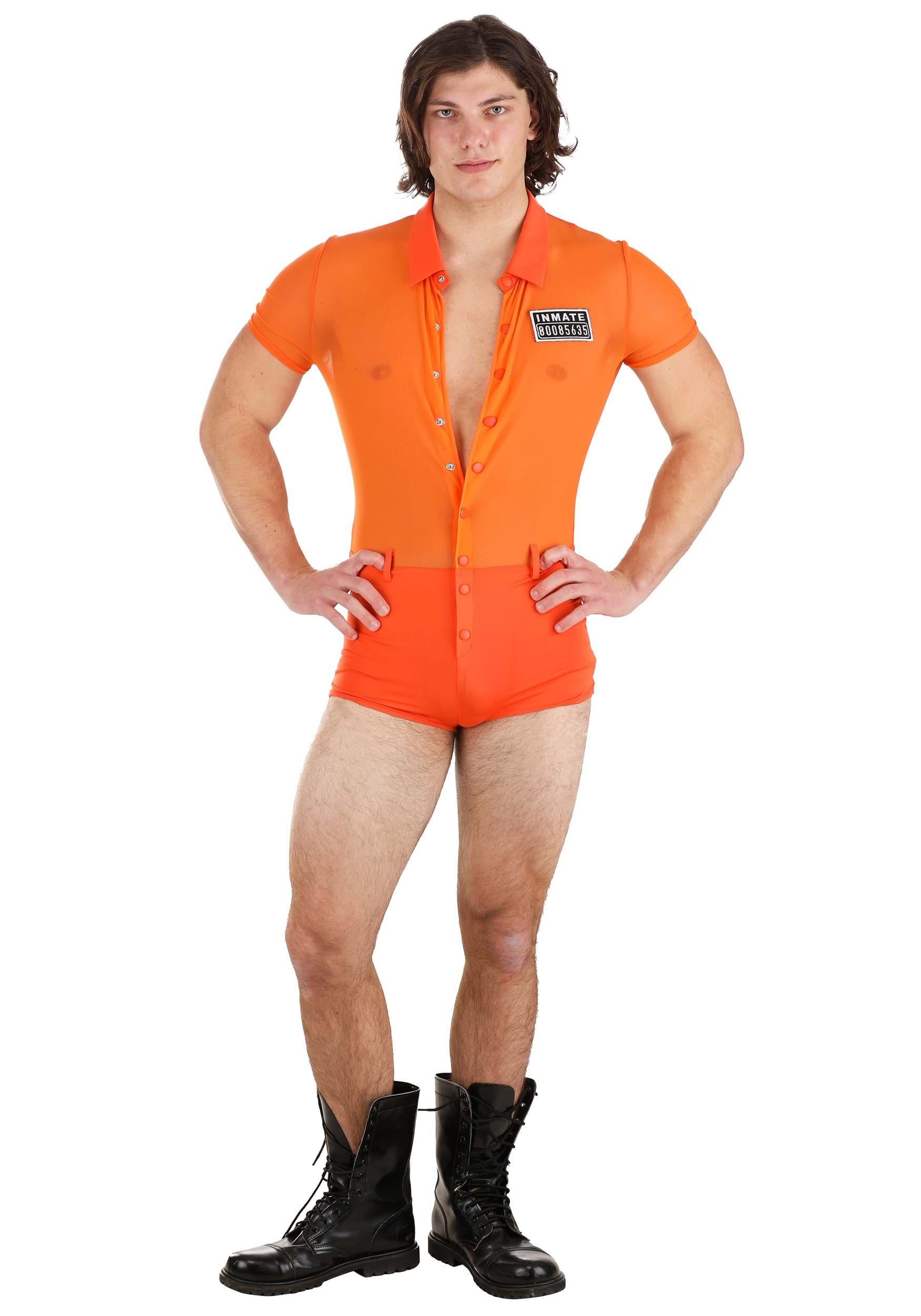 Sexy Orange Prisoner Men's Fancy Dress Costume | Sexy Fancy Dress Costumes