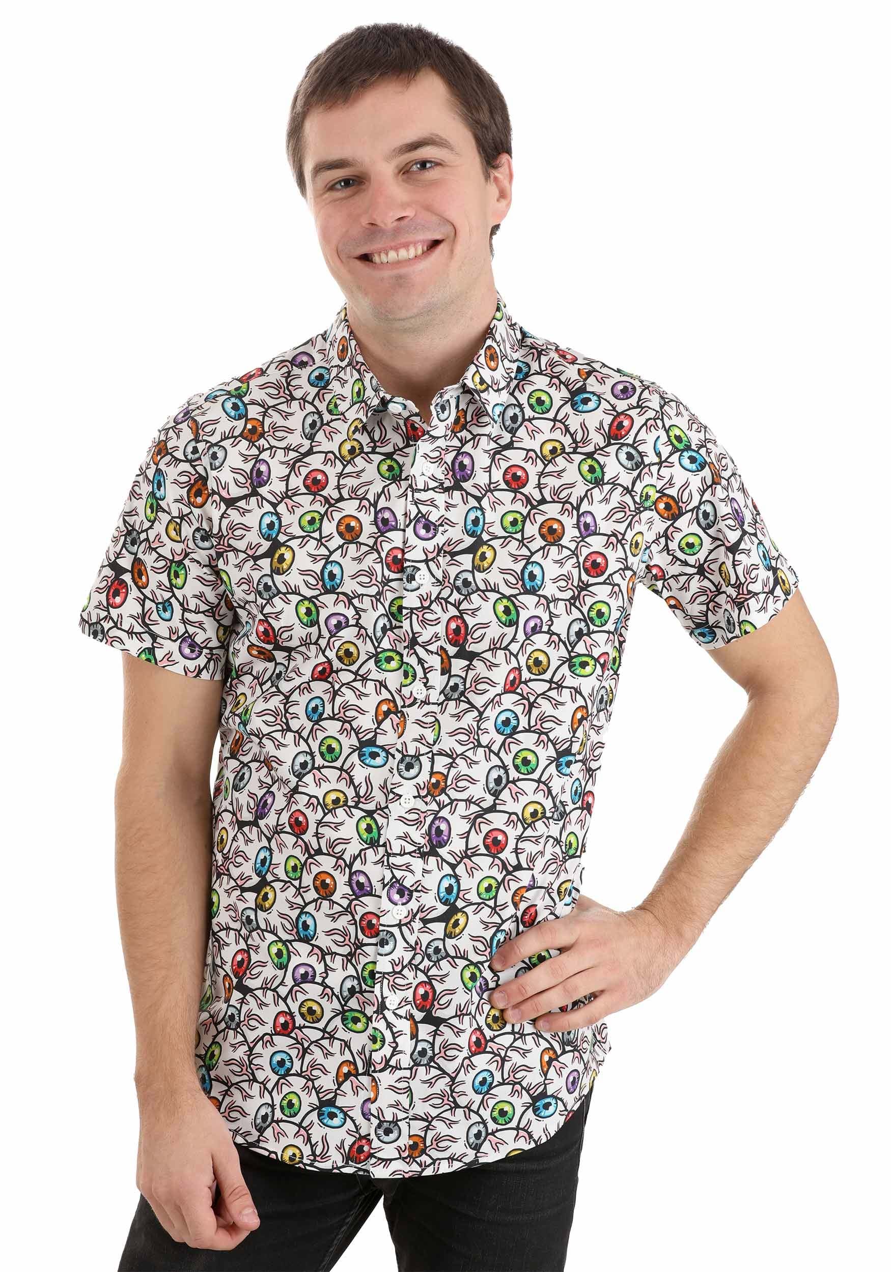 All The Eyeballs Button-Up Shirt For Adults , Halloween Shirts