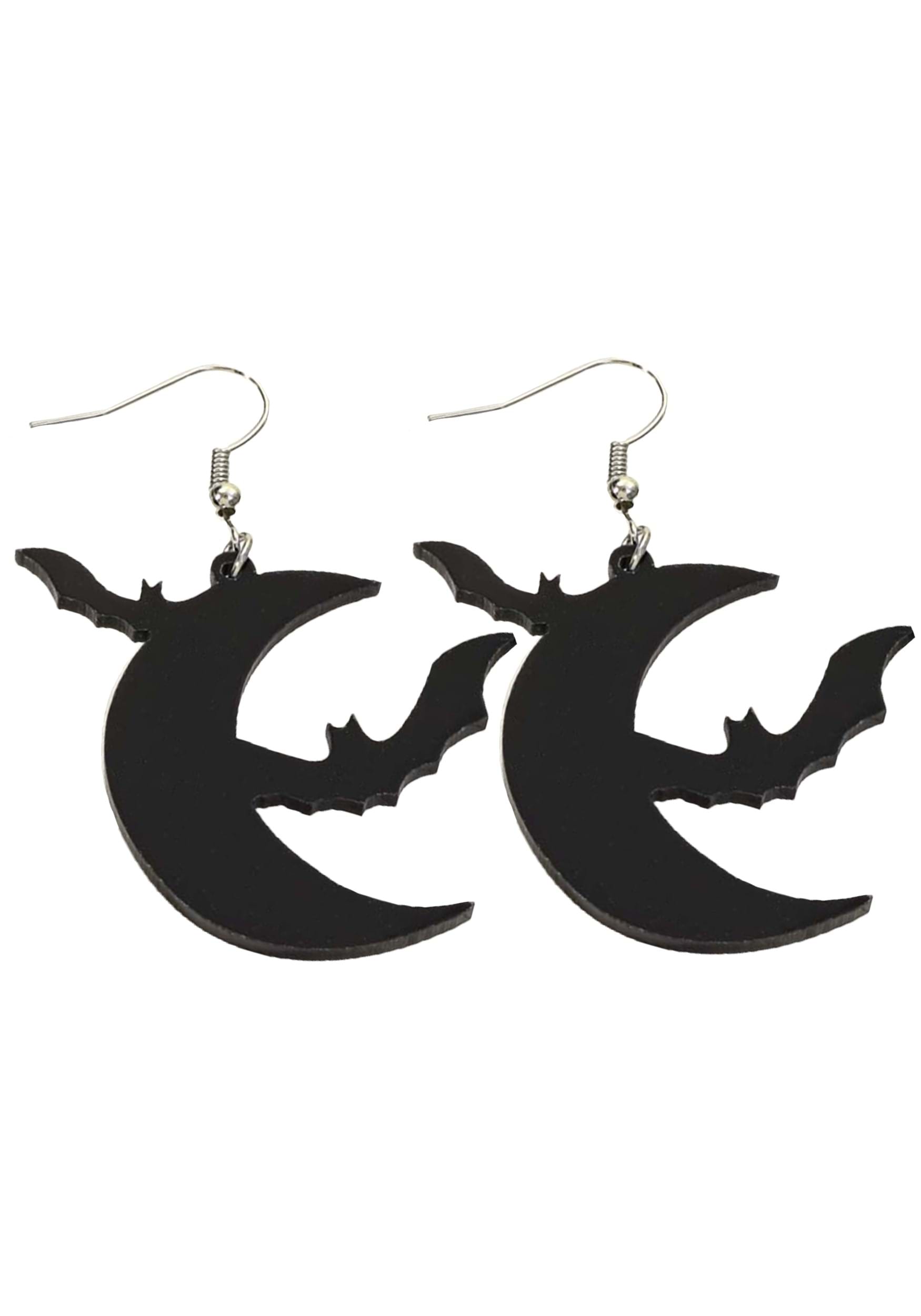 Bats And Moon Fancy Dress Costume Earrings