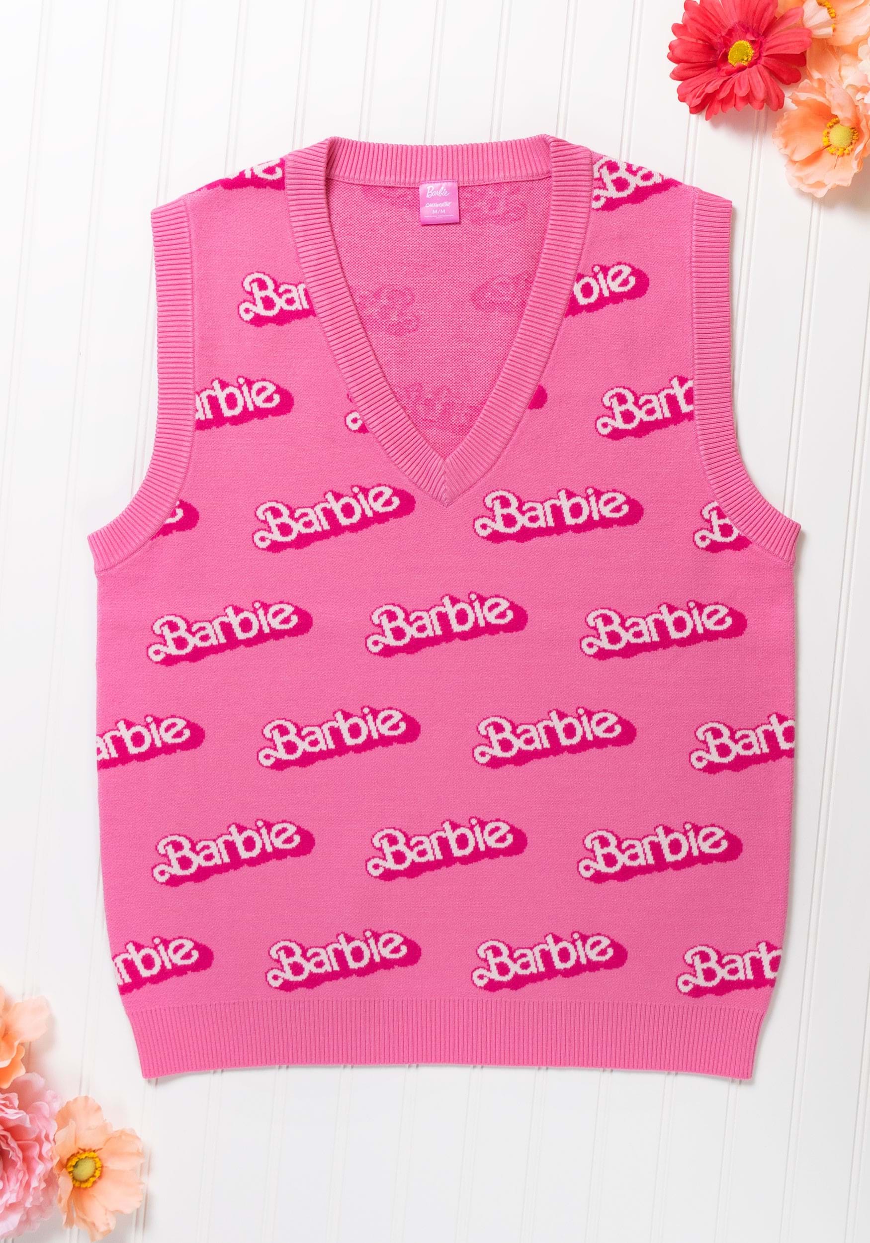 Cakeworthy Barbie Pink Knit Vest For Adults , Barbie Fancy Dress Costumes