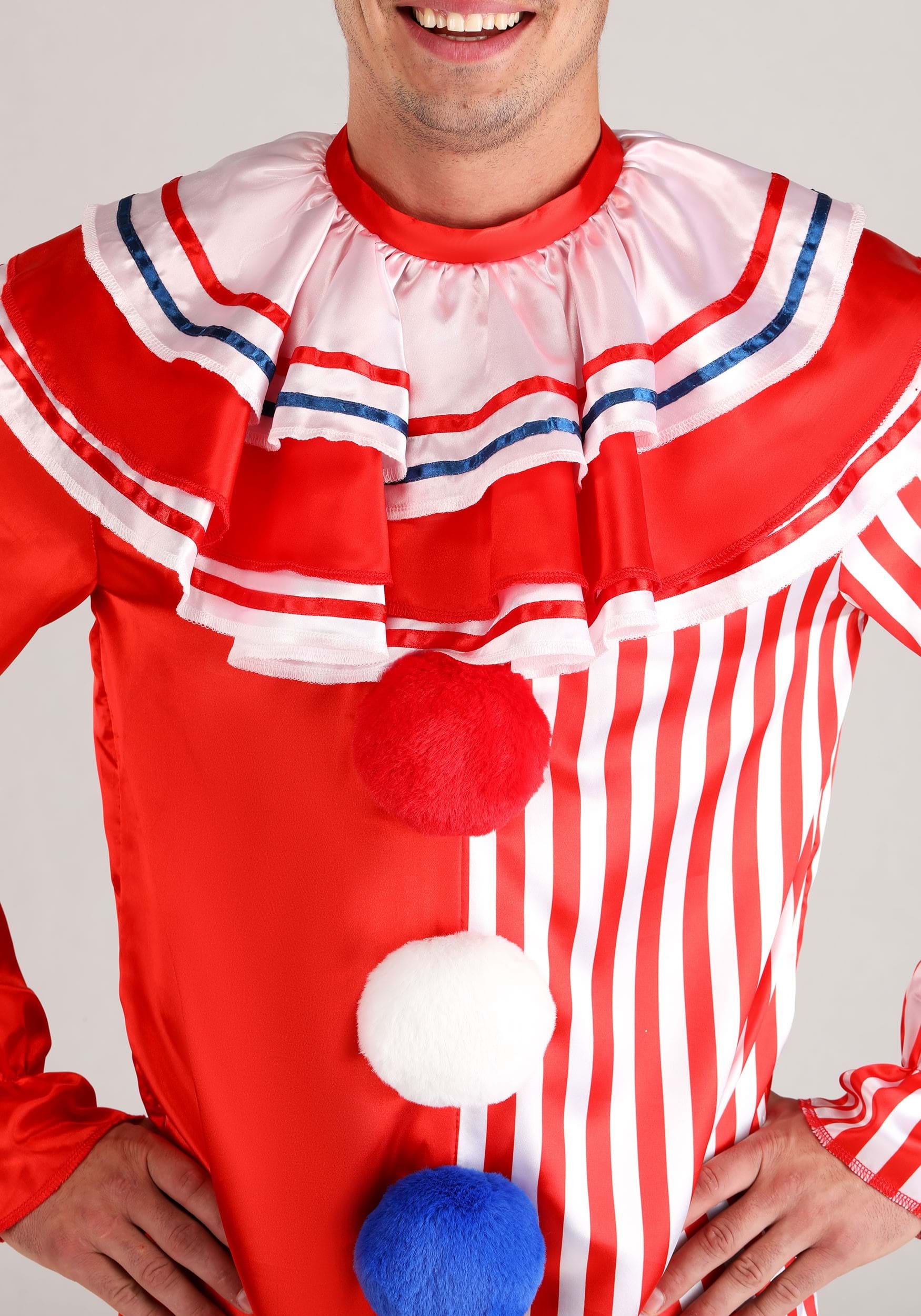 Men's Deluxe Red Killer Clown Costume With Accessories Halloween Fancy Dress